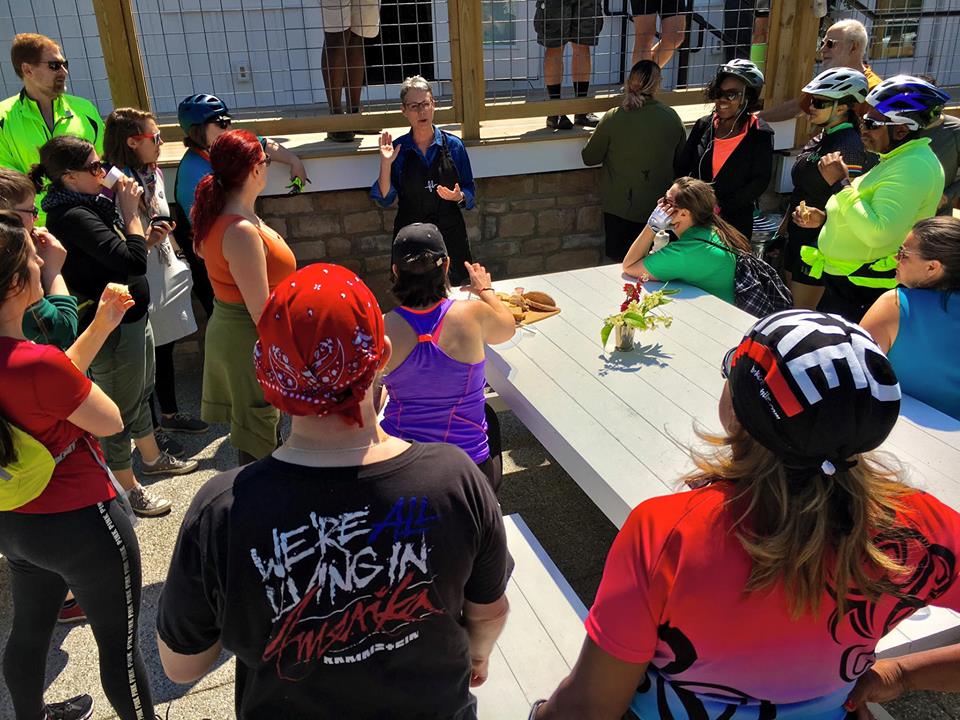 Hearing about flowers (or was it 'flour'??) and bread. Photo credit: Pete Heiss