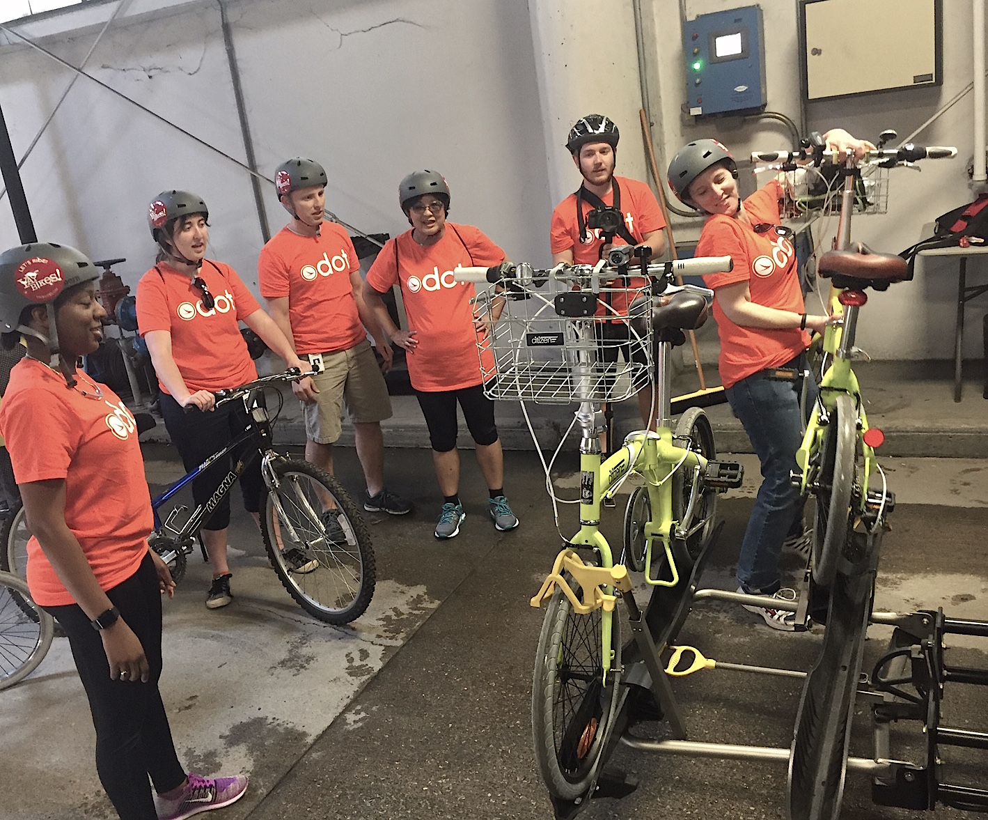 ODOT transit employees learning to use the COTA bus racks during a Professional Development Ride with us this month.