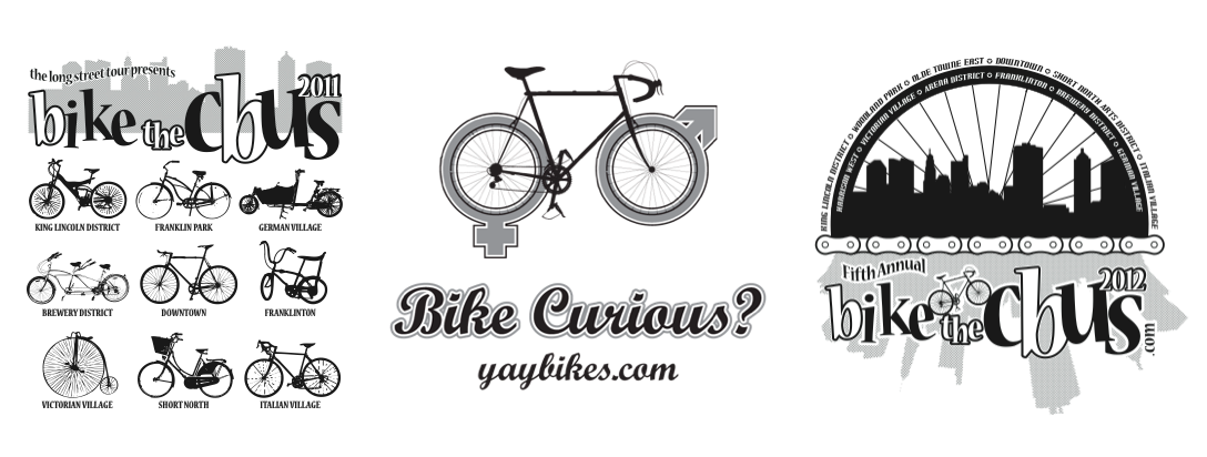 Bike the Cbus and Columbus Pride t-shirt designs.