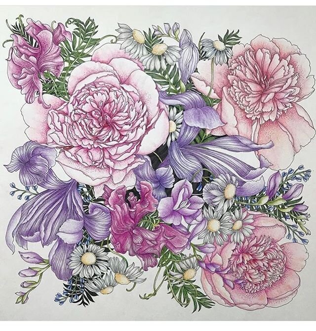 Ahhhhhh.... Summer Peonies &amp; Sweet Peas 💜💜💜 And breathe...... Stunning colours from @gemmajlava  on my Floribunda illustration xxxx