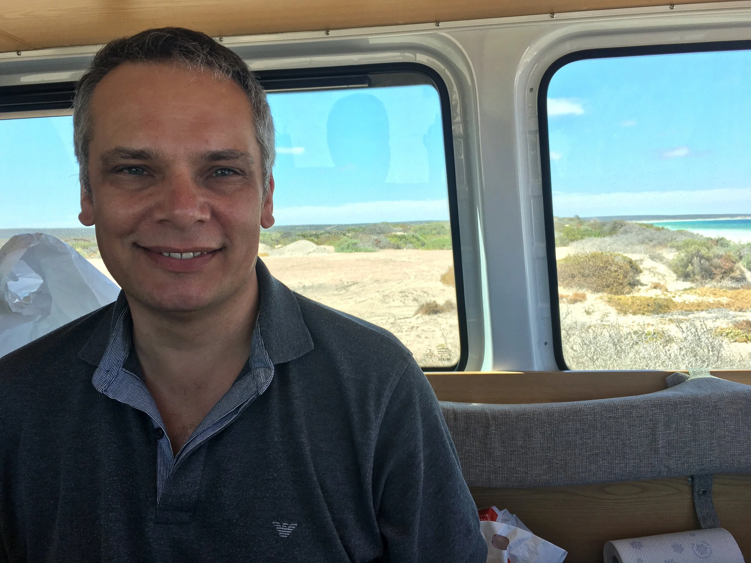 Sandwiches in the van at Fowlers Bay