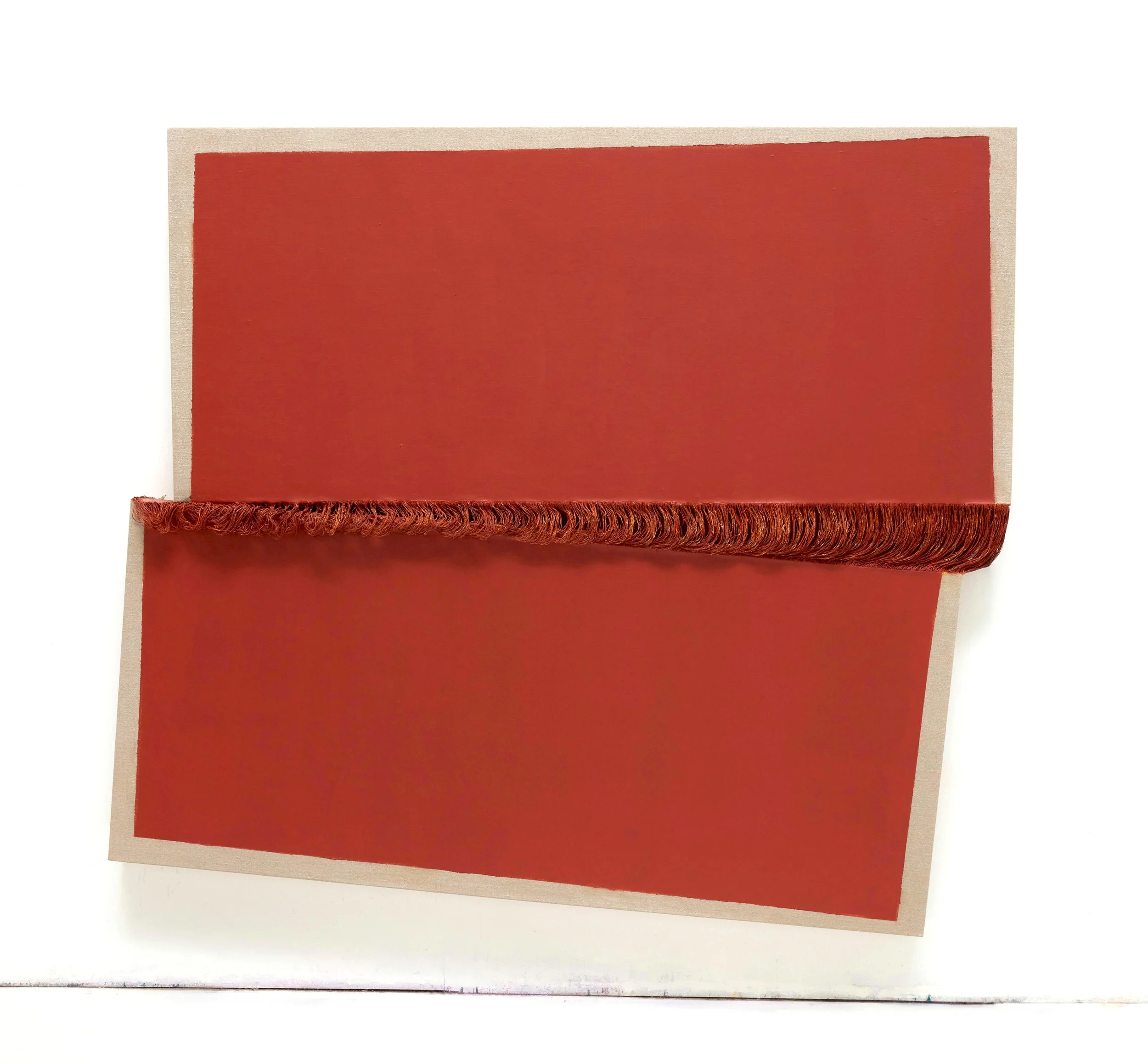 Untitled, Acrylic on unraveled linen and wood, 190 x 175 x 8 cm