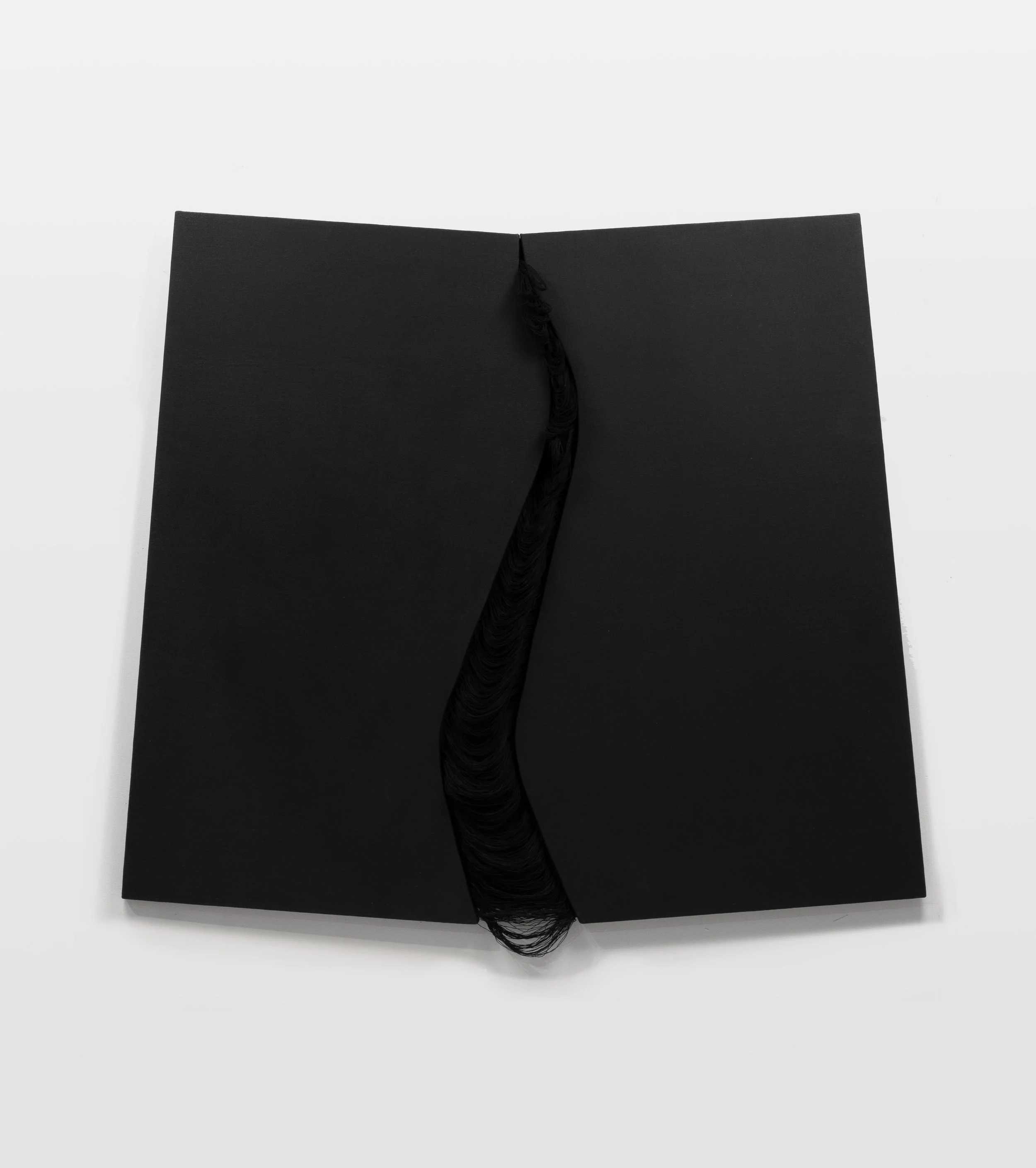 Deconstructed Painting Black Acrylic on unraveled linen, 100 x 100 x 2 cm