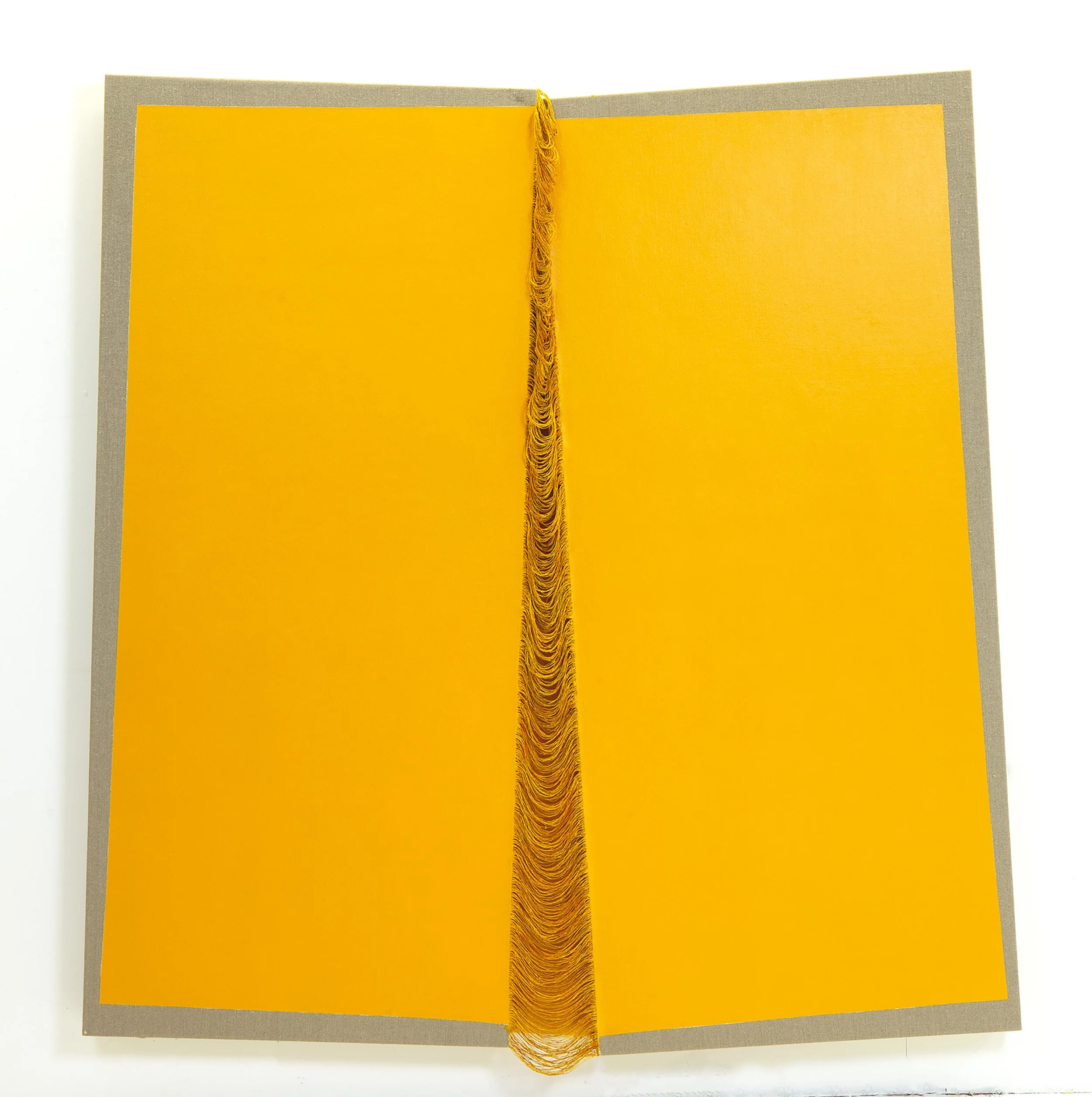 Deconstructed Painting Yellow, Acrylic on unraveled linen, 175 x 180 x 8 cm