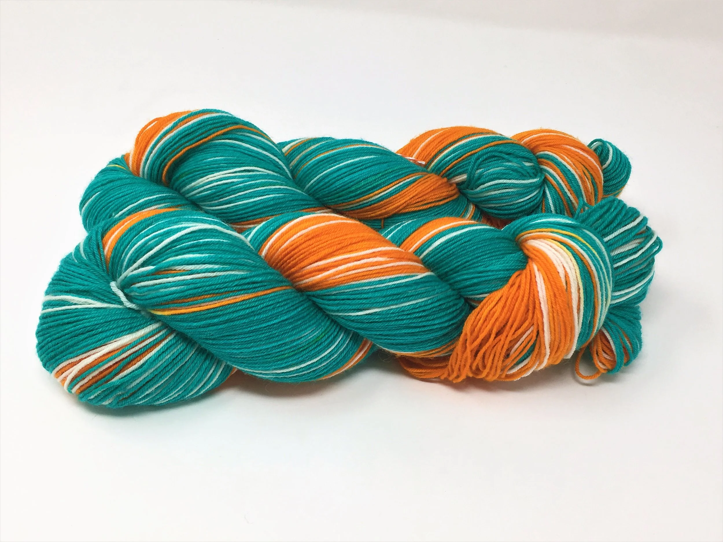 Miami Dolphins self striping sock yarn — home
