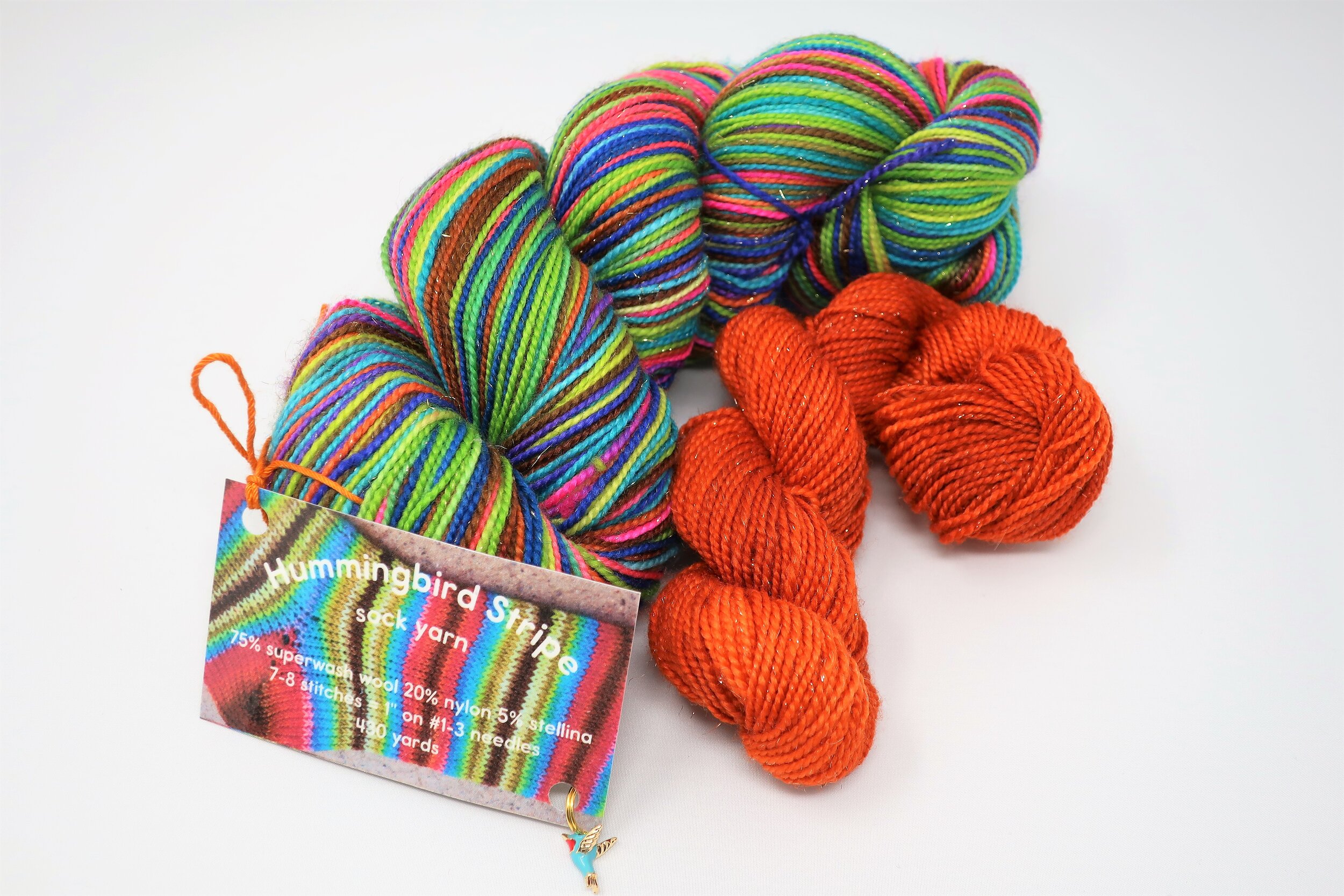 "Hummingbird Stripe" sock yarn + mini hank