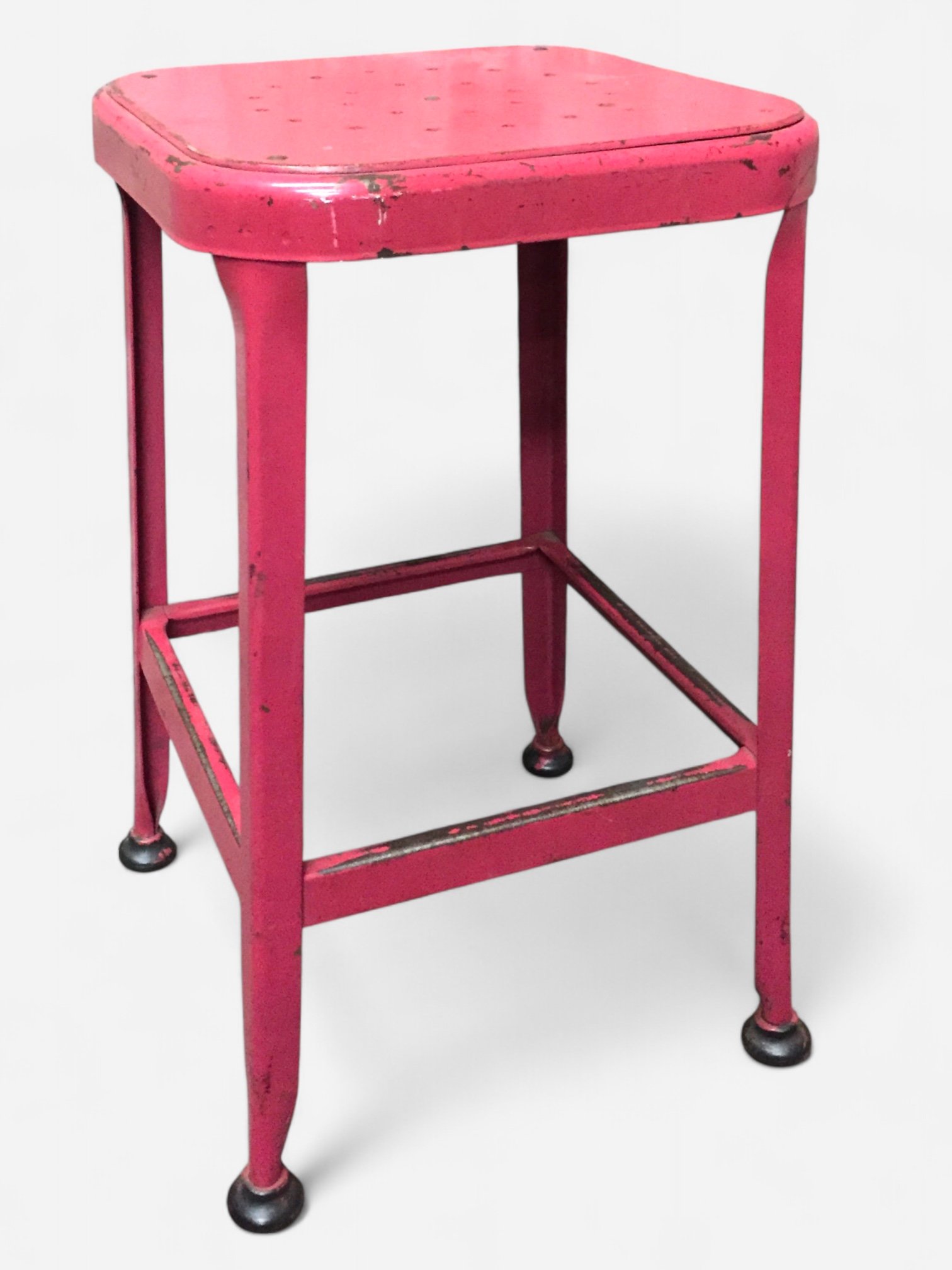 PINK INDUSTRIAL METAL STOOL