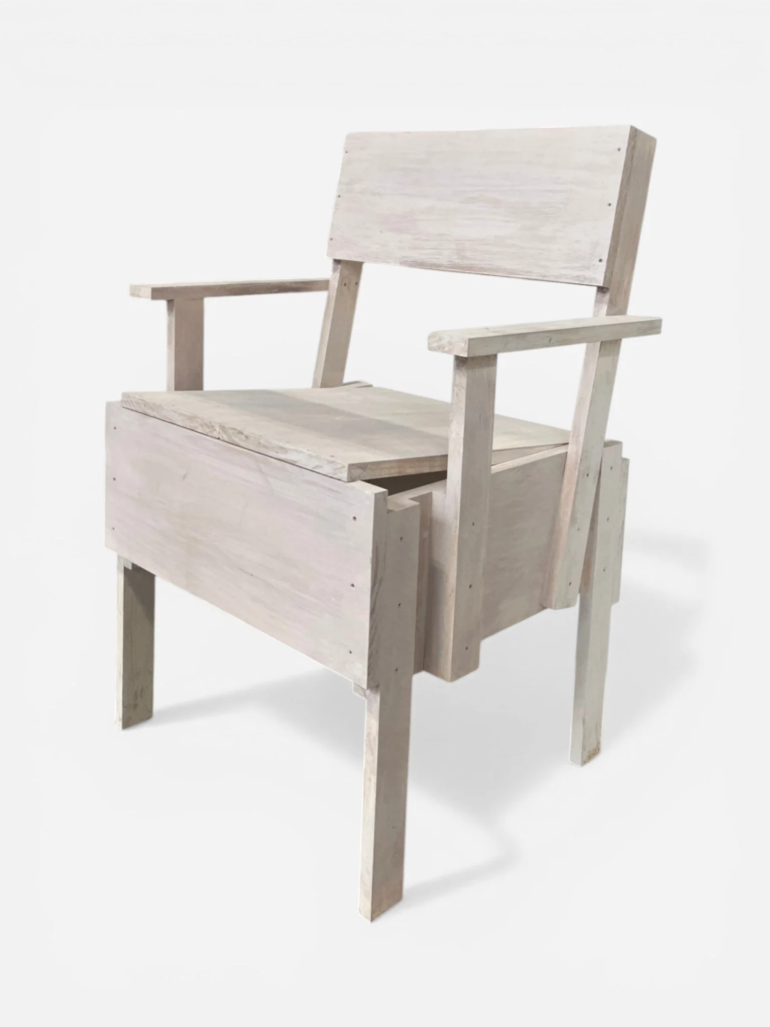 WOODEN WHITE WASH ARMCHAIR