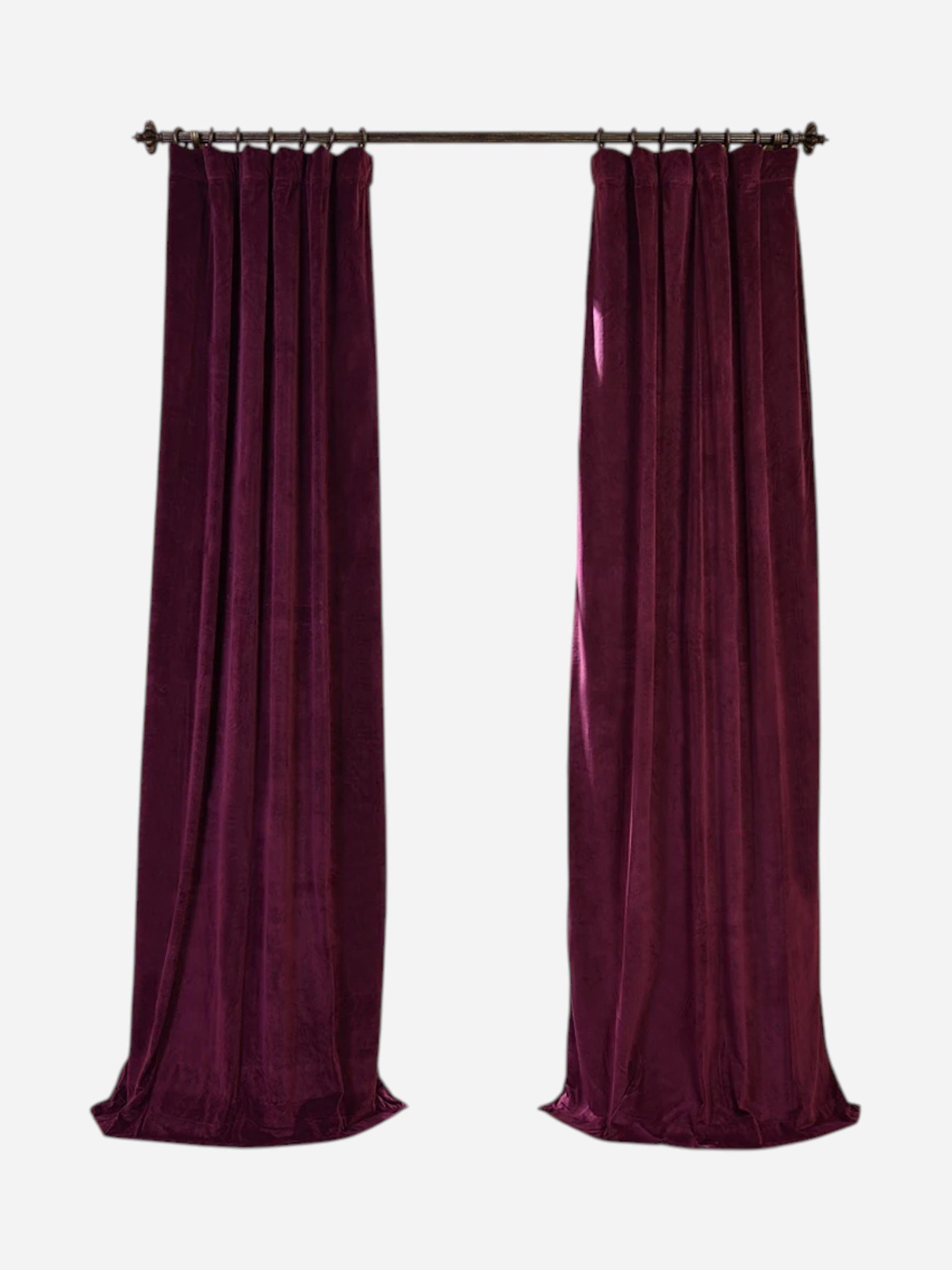 PLUM VELVET CURTAINS (50"W x 116"L)