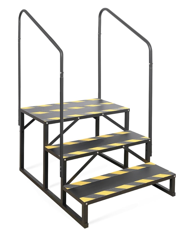 BLACK PORTABLE METAL 3 STEP