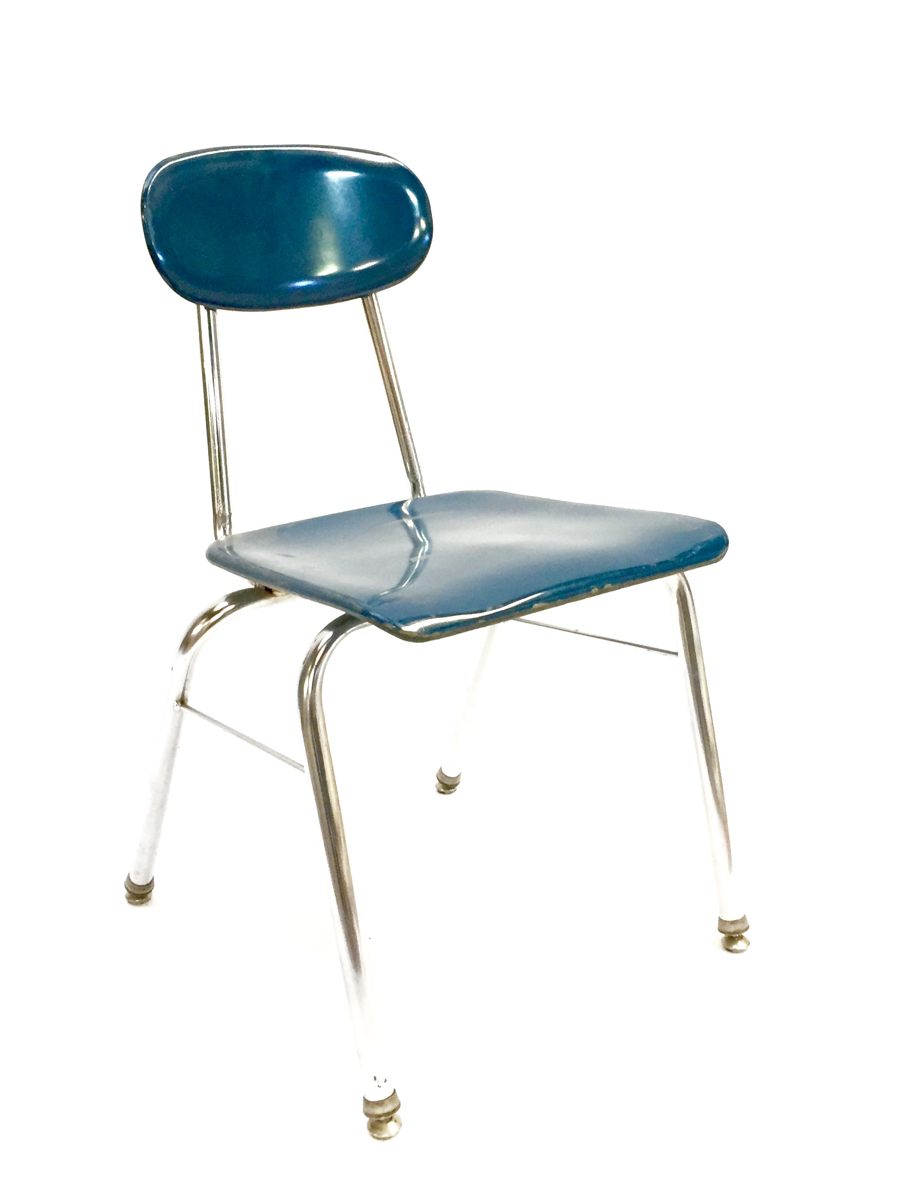 Blue Metal School Chair Hook Props