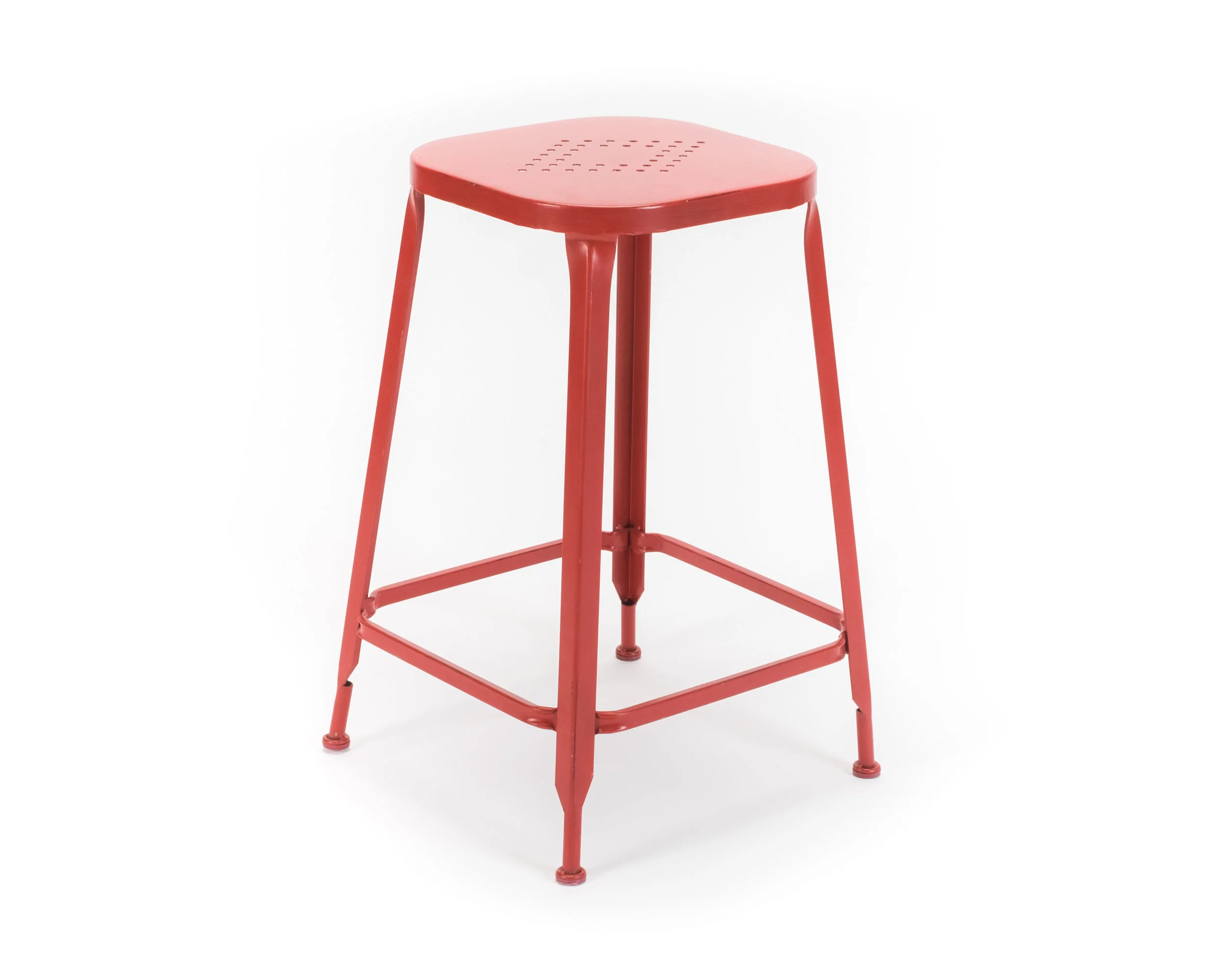 Red Metal Industrial Counter Stool Hook Props