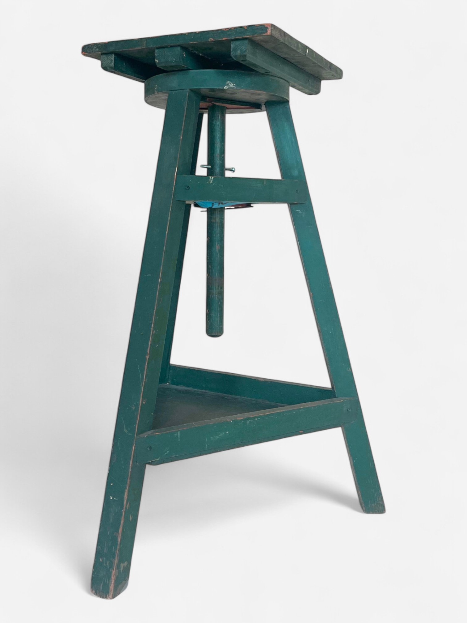GREEN ADJUSTABLE WOODEN STOOL