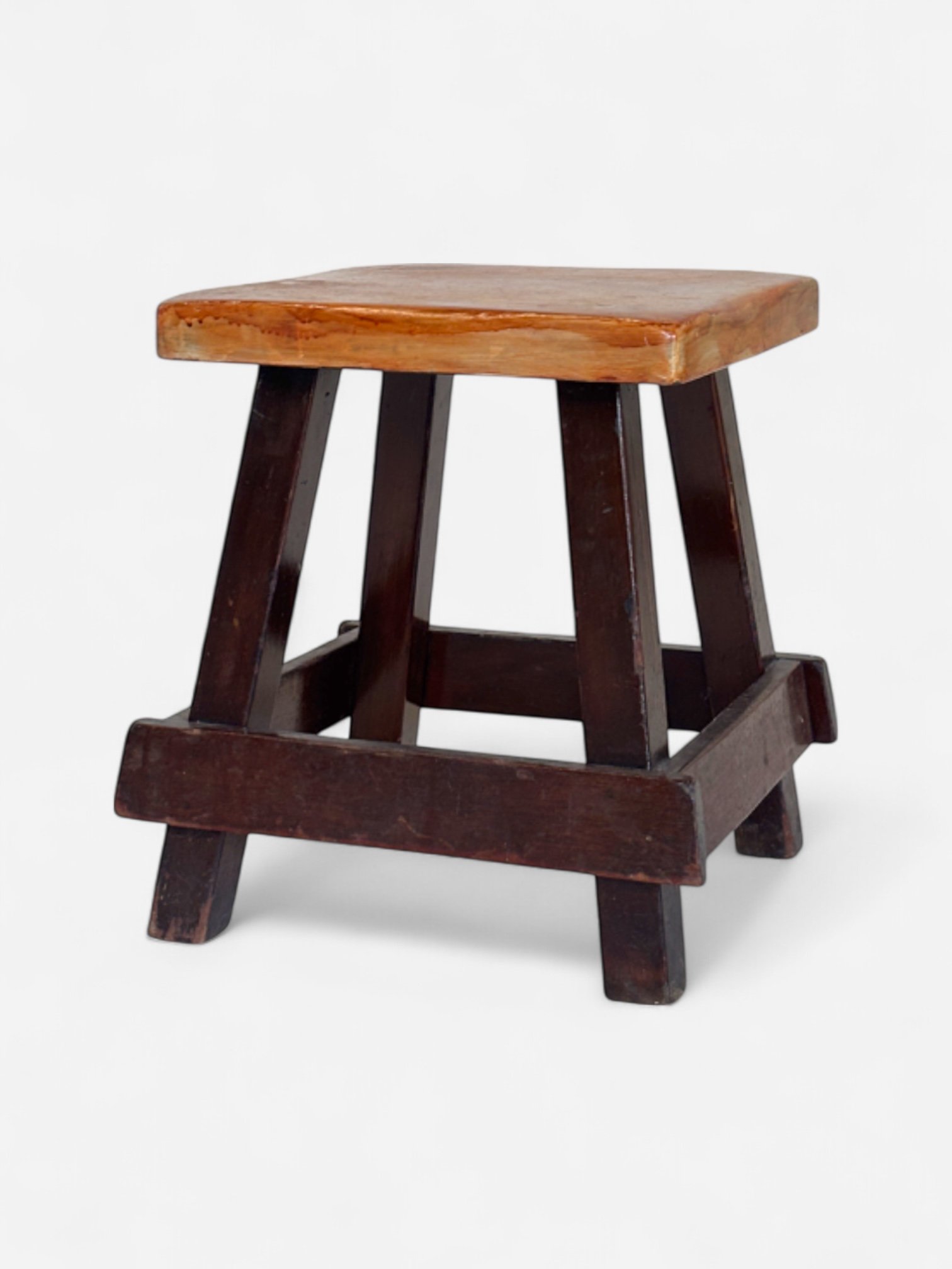 RUSTIC BLACK AND WOODEN MINI STOOL
