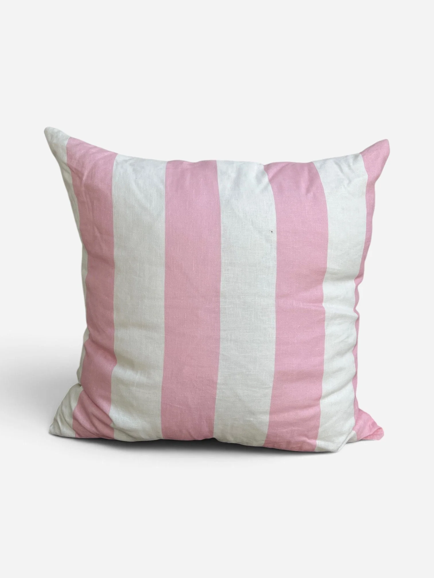 PINK AND WHITE STRIPED LINEN THROW PILLOW