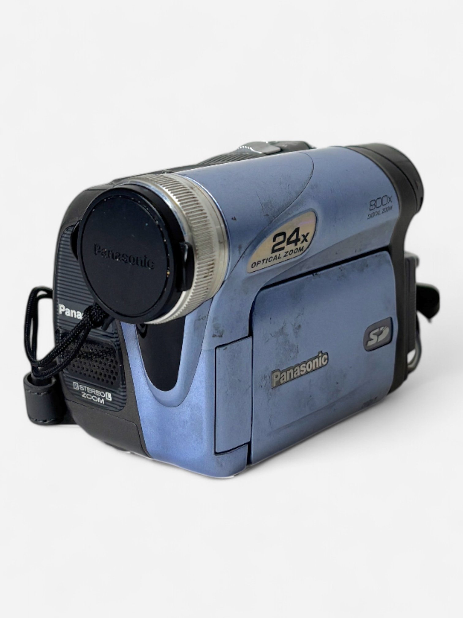PANASONIC BLUE AND BLACK CAMCORDER