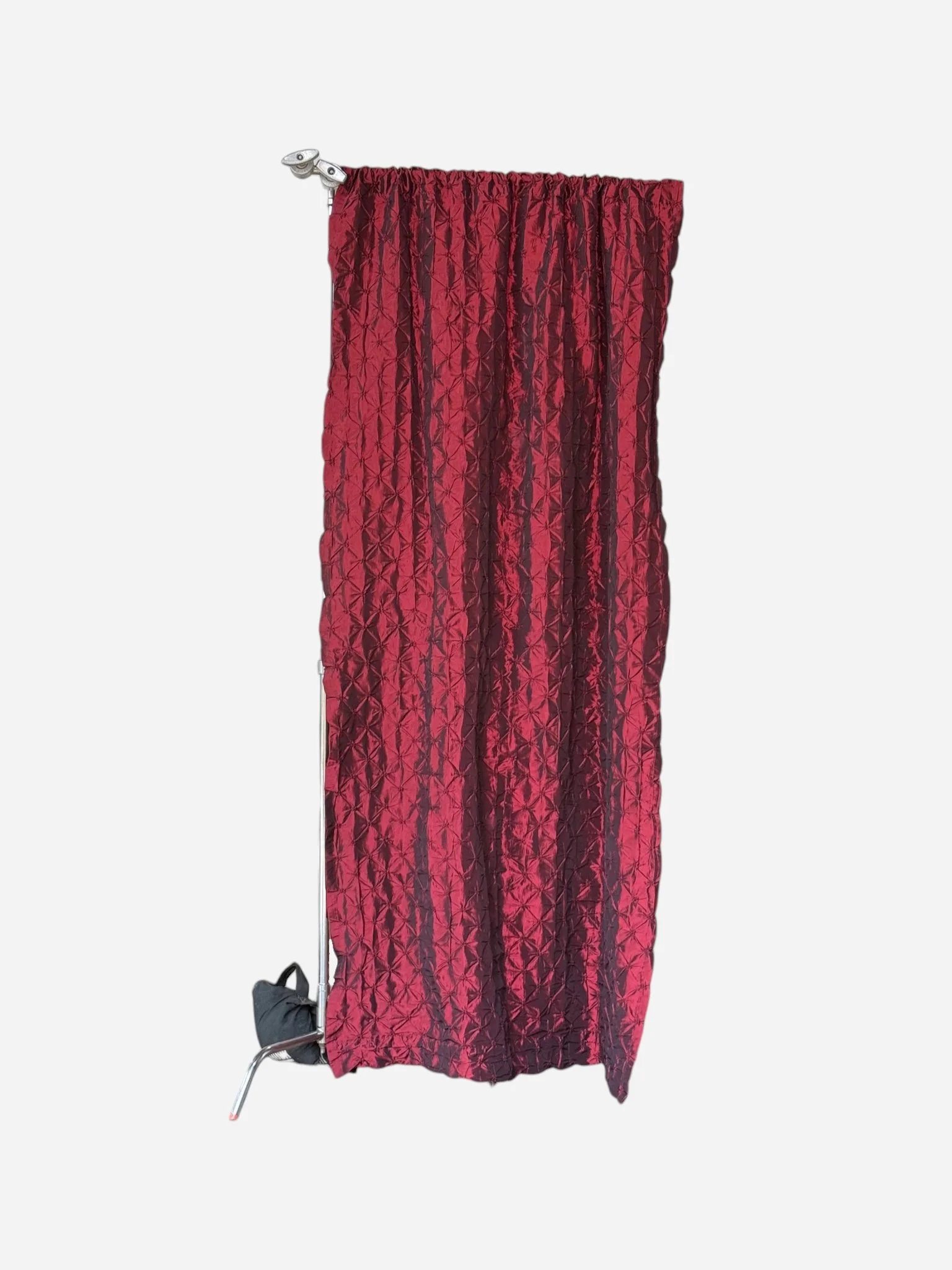 TEXTURED BURGUNDY SATIN CURTAIN (95”H x 50”W)