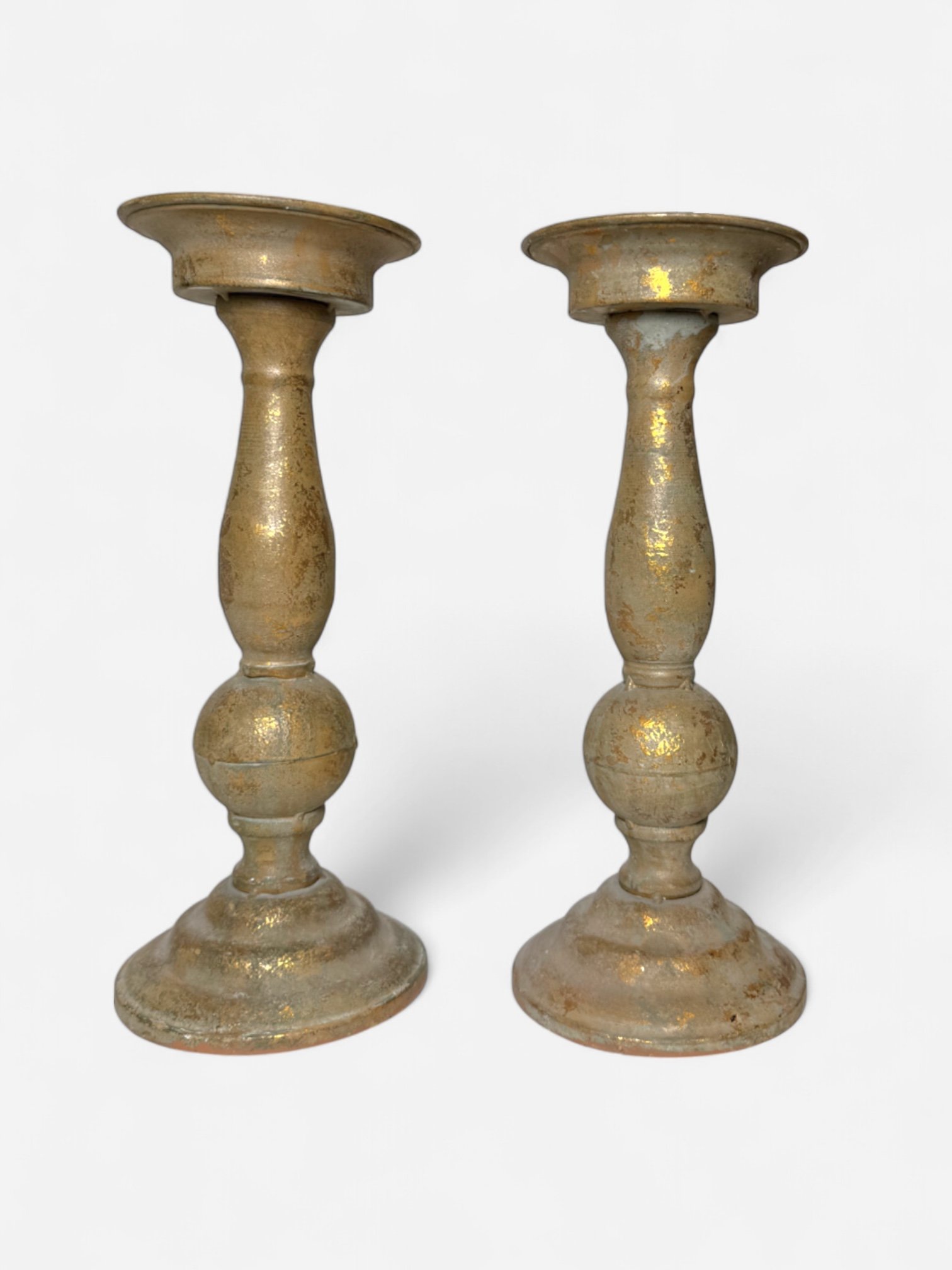 PAIR OF GOLD LEAF CANDLE STICK HOLDERS