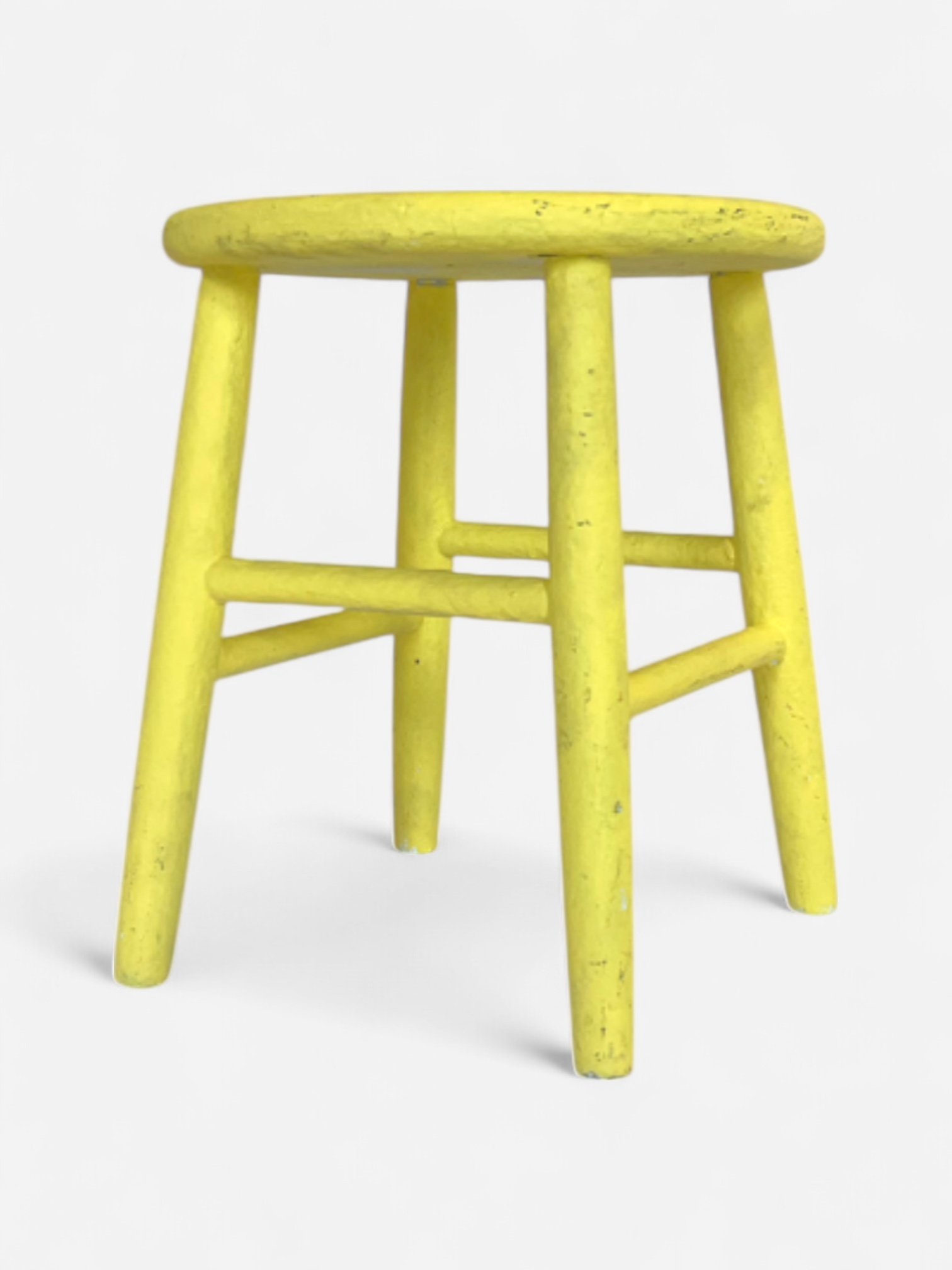 YELLOW WOODEN SHORT STOOL
