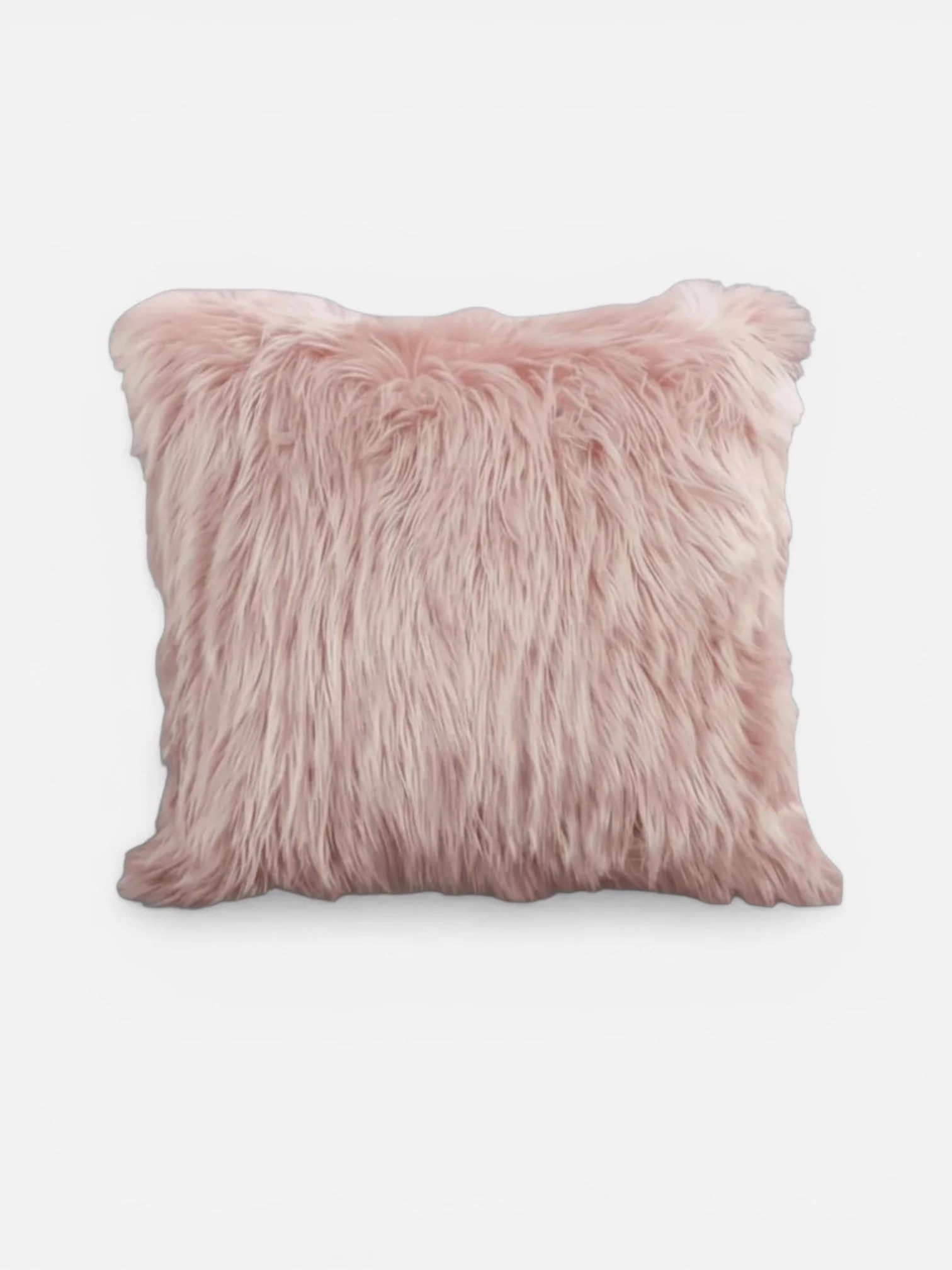 PINK FAUX MONGOLIAN FUR THROW PILLOW