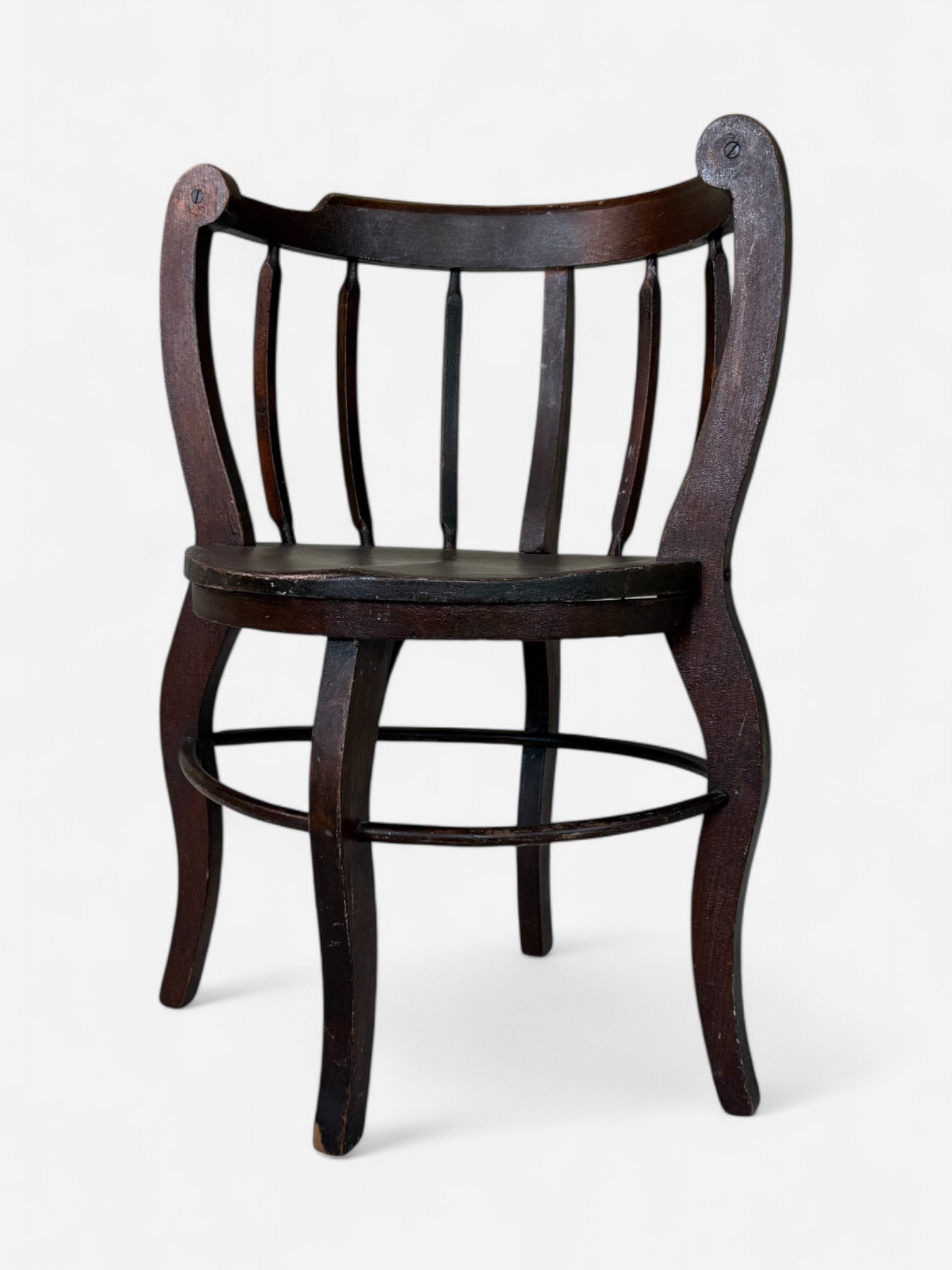 ANTIQUE ROUND EBONY CORNER CHAIR