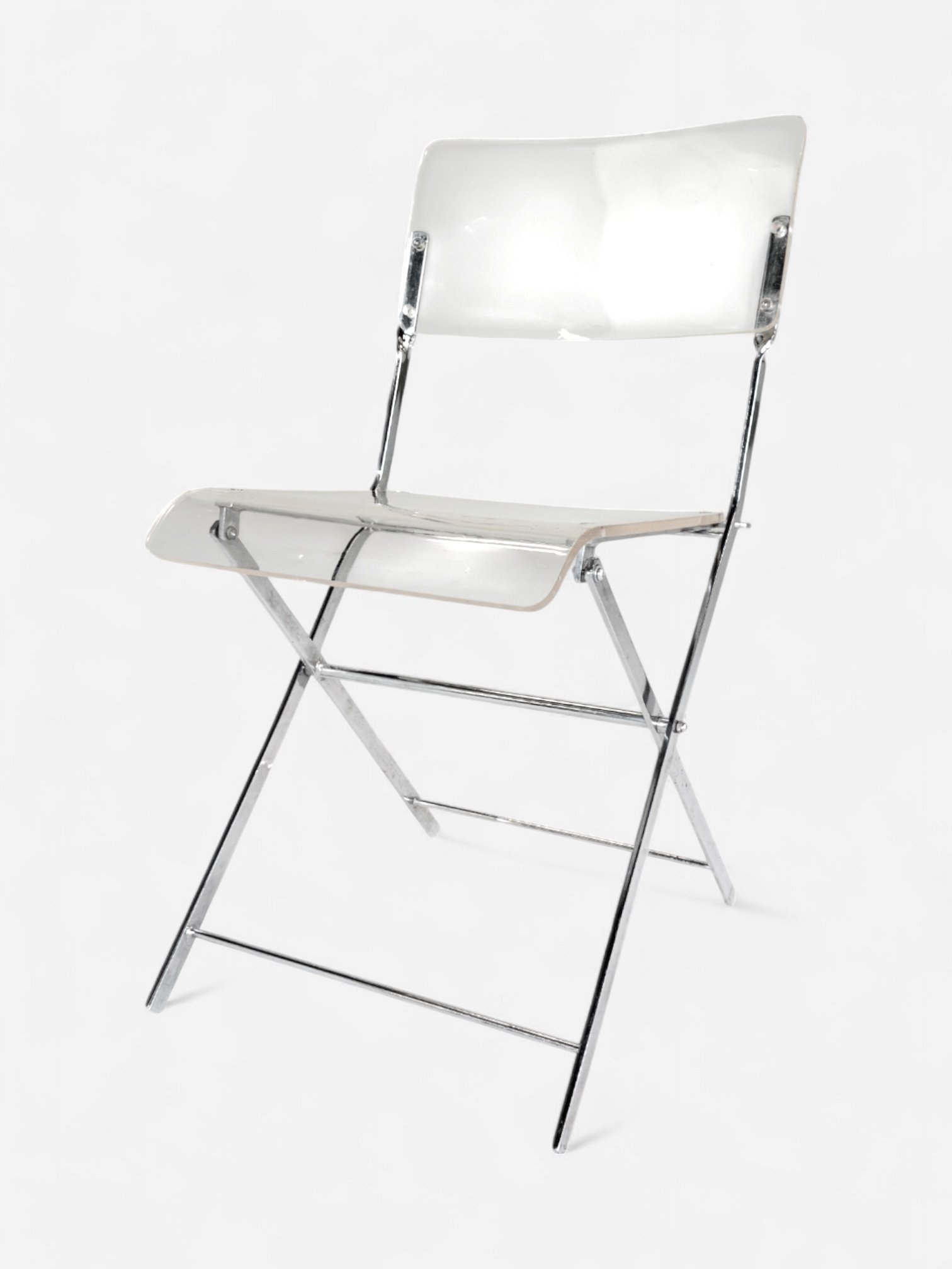 VINTAGE LUCITE AND CHROME FOLDING CHAIR