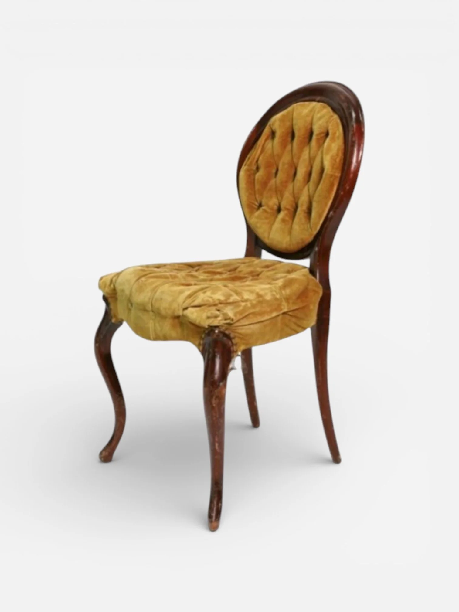 FRENCH GOLD VELVET UPHOLSTERED TUFTED SIDE CHAIR
