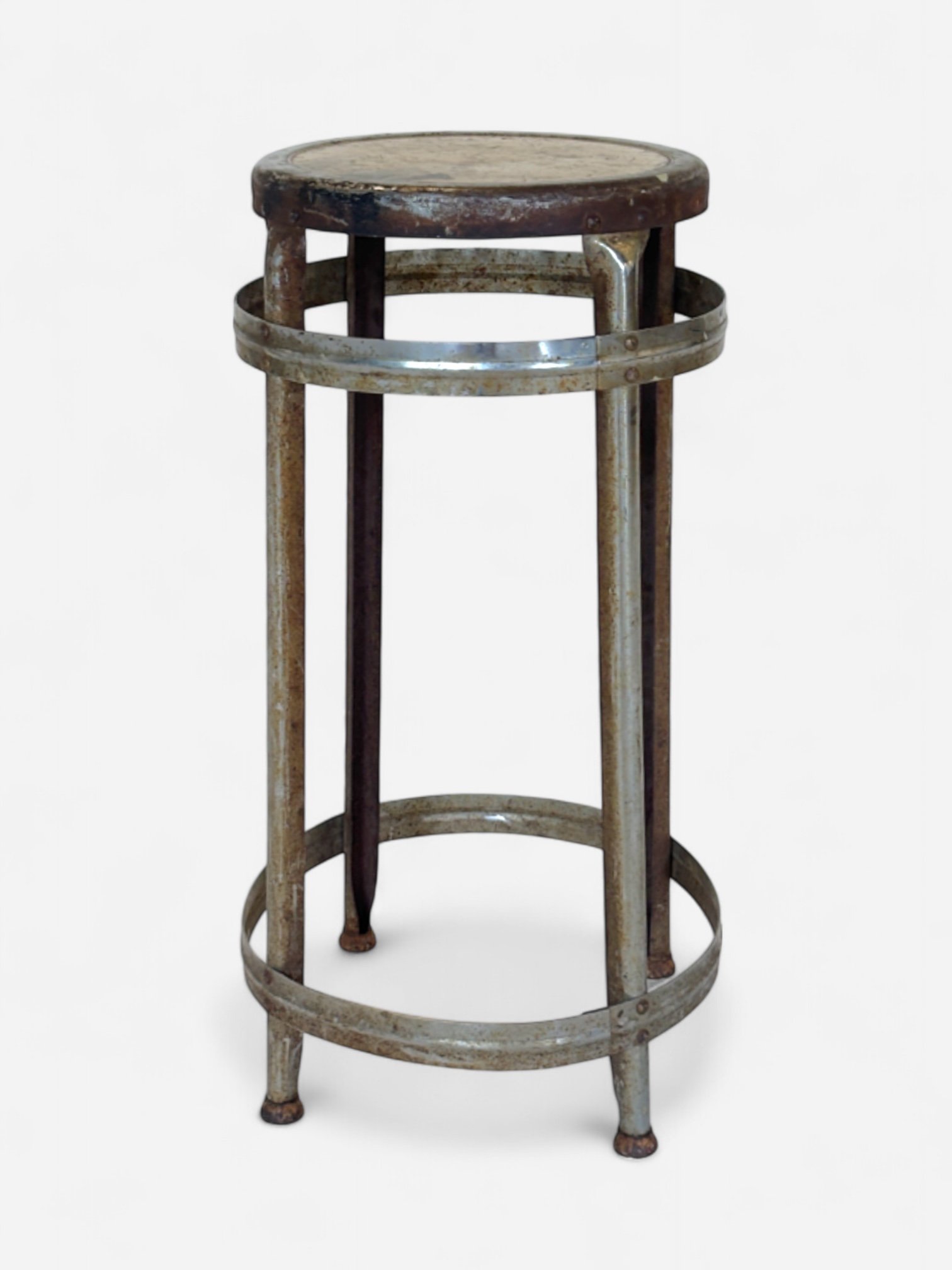 BANDED INDUSTRIAL METAL COUNTER STOOL