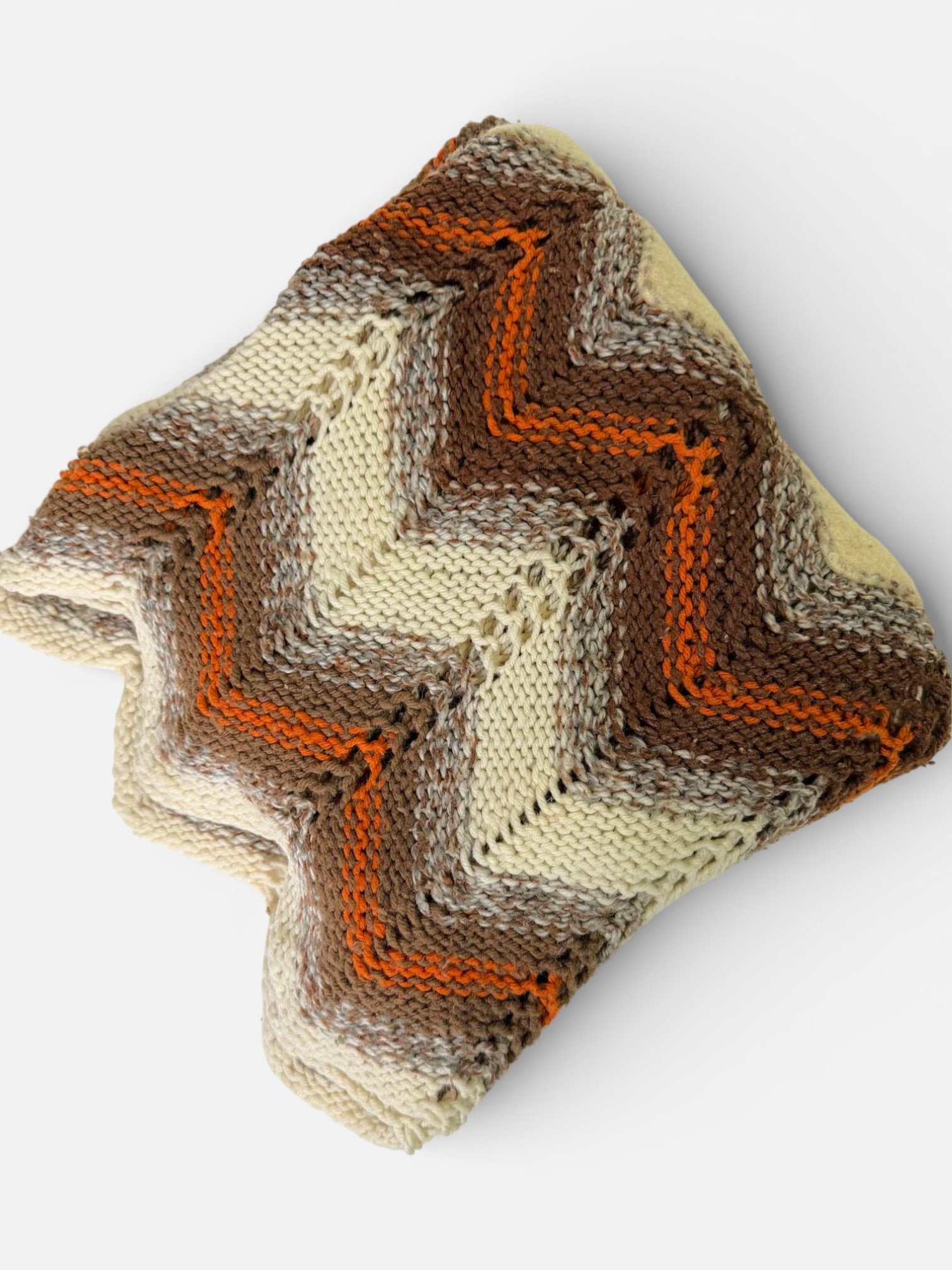 BROWN AND ORANGE KNIT THROW