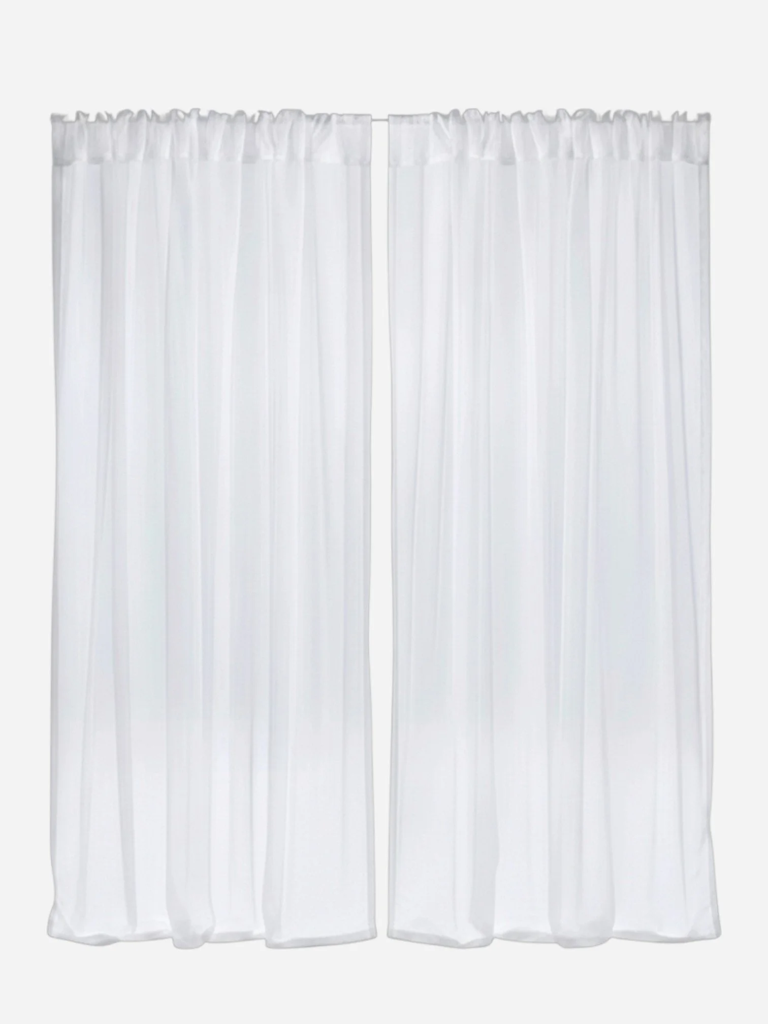 PAIR OF SHEER SHIMMERY WHITE VOILE CURTAINS (57" x 98")