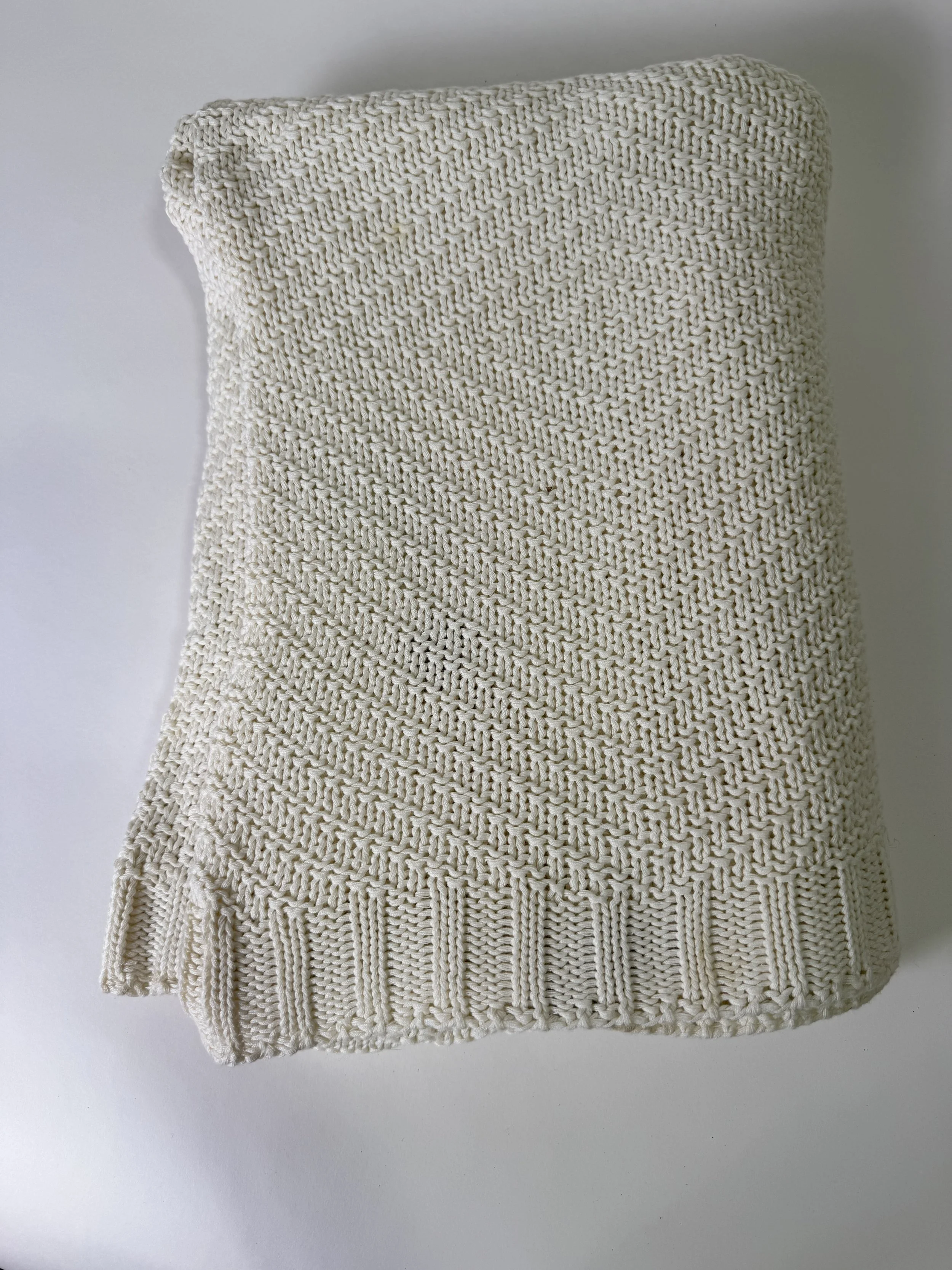 WOVEN KNIT OFF WHITE THROW BLANKET
