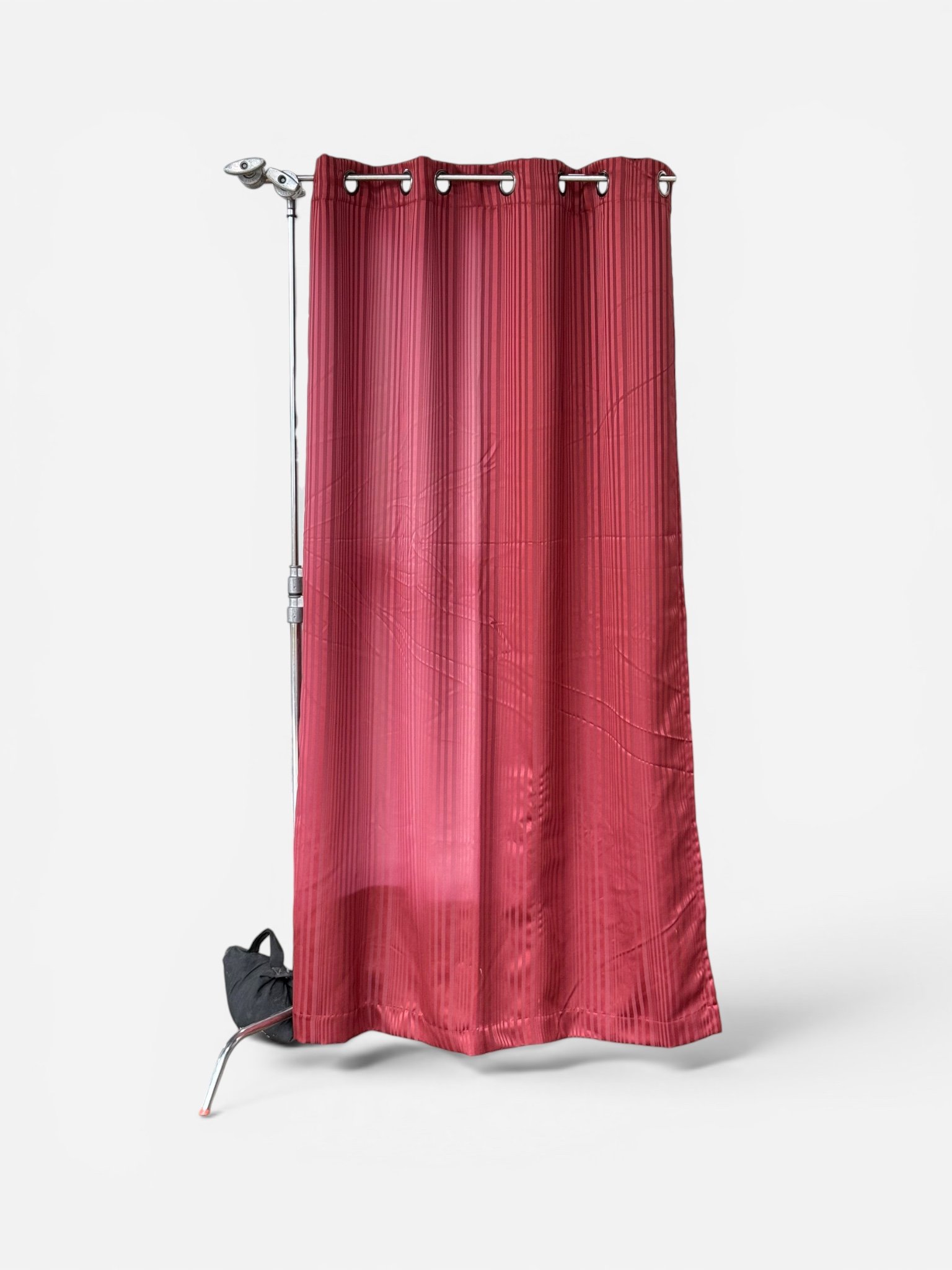 SUN BLEACHED BURGANDY STRIPED CURTAIN (83"H X 54"W)
