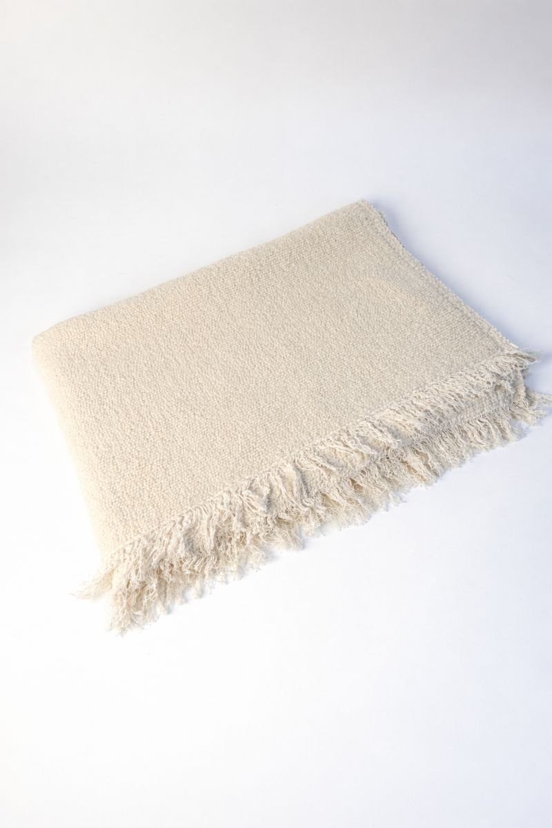 TEXTURED OFF WHITE CREAM THROW BLANKET