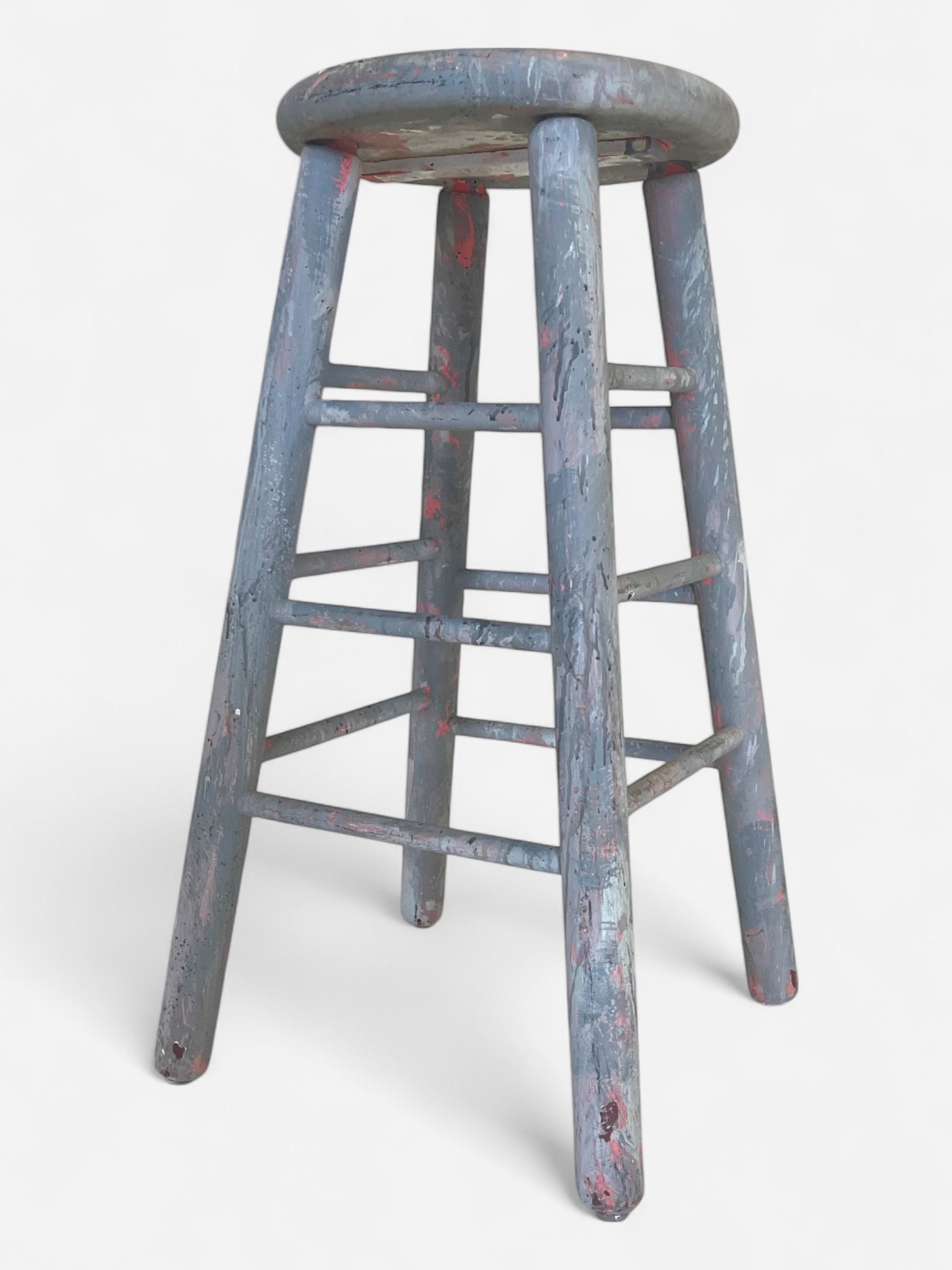 GRAY PAINT SPLATTERED STOOL