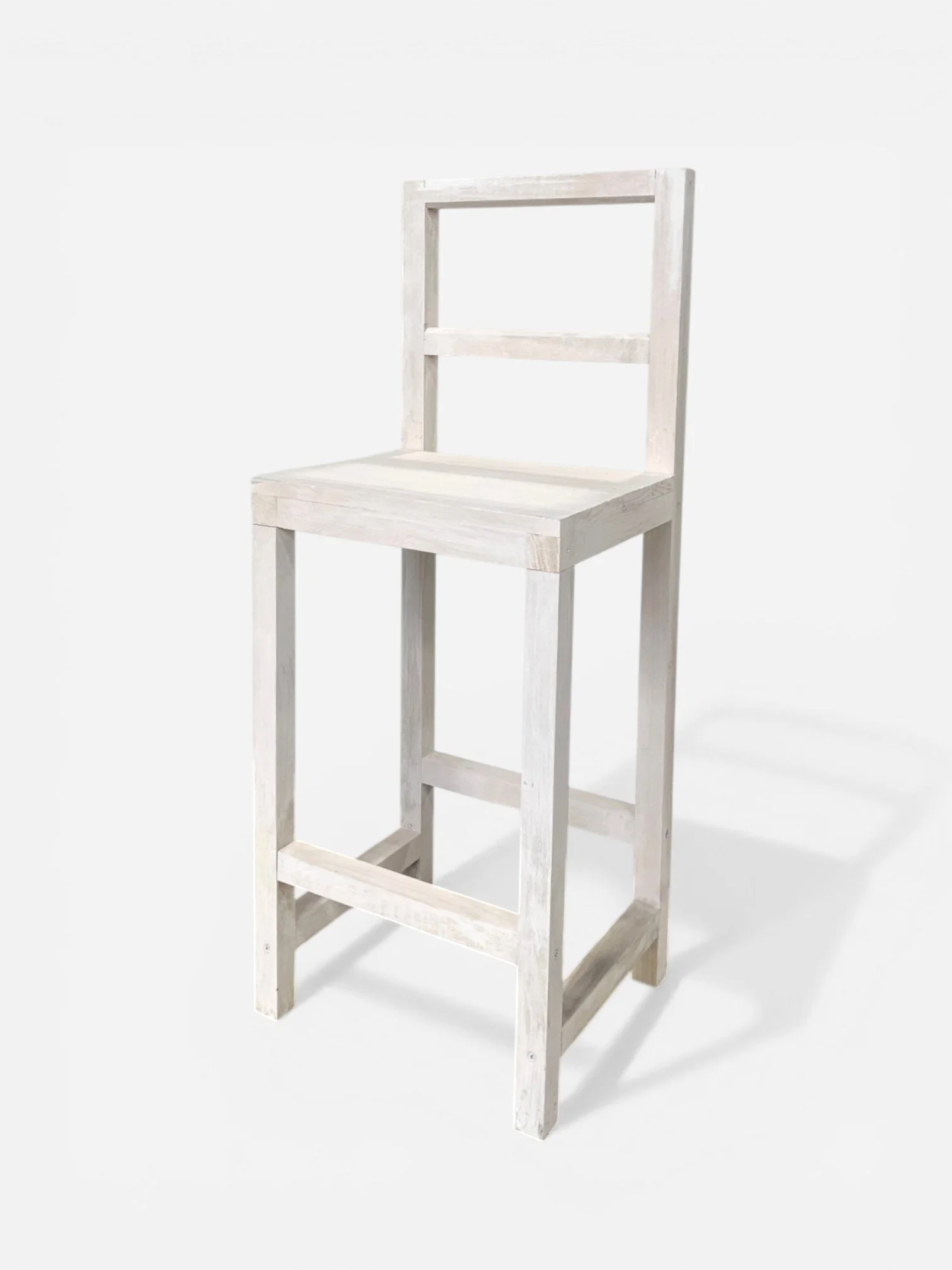 WHITE WASH WOODEN BAR STOOL