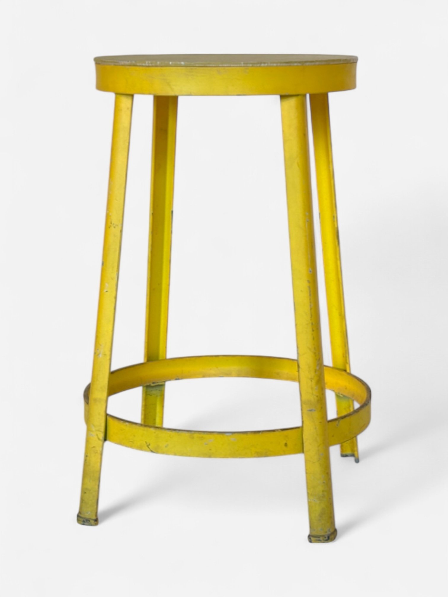 YELLOW ROUND METAL STOOL