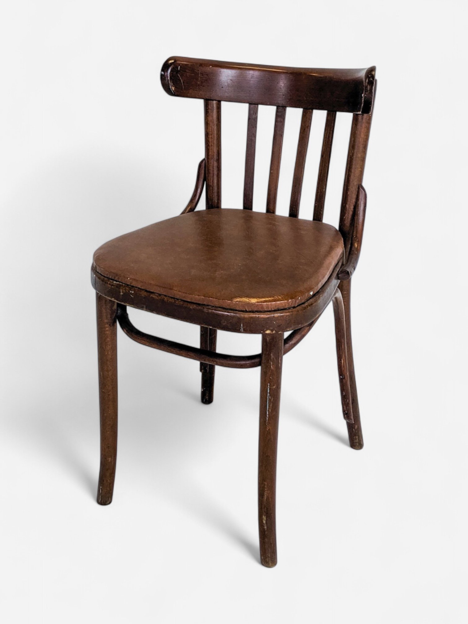 WOODEN UPHOLSTERED CURVED BACK SIDE CHAIR