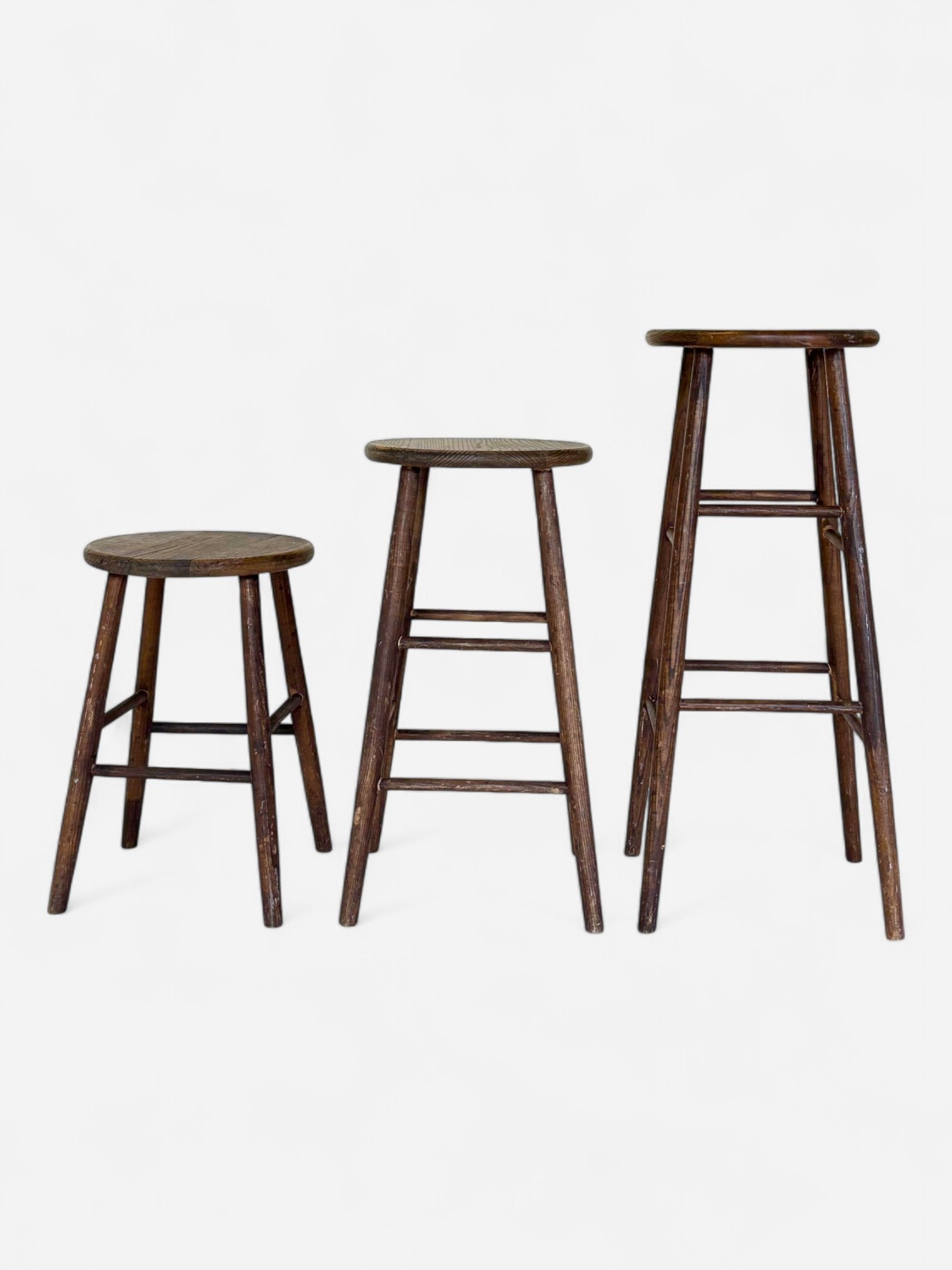 SET OF 3 WOODEN BAR STOOLS