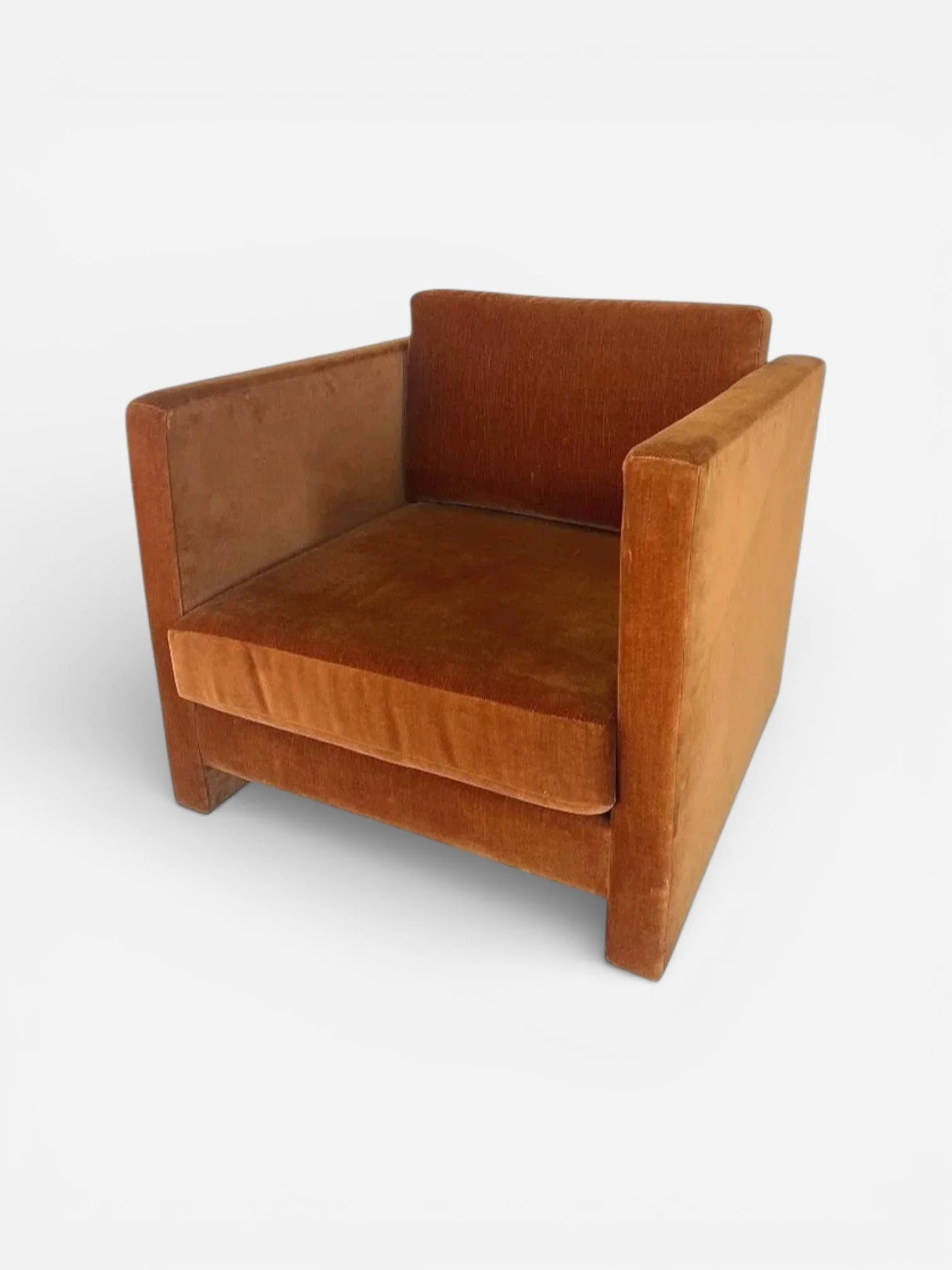 BURNT ORANGE VELVET ARMCHAIR