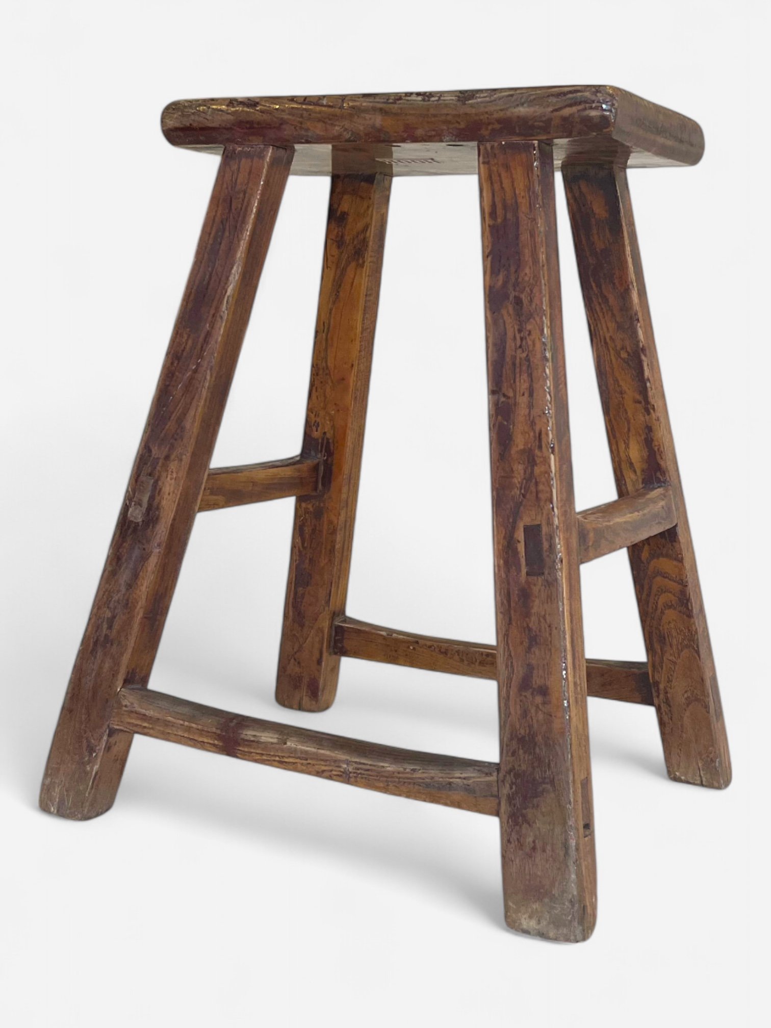 RECTANGULAR SEAT WOODEN SHORT STOOL