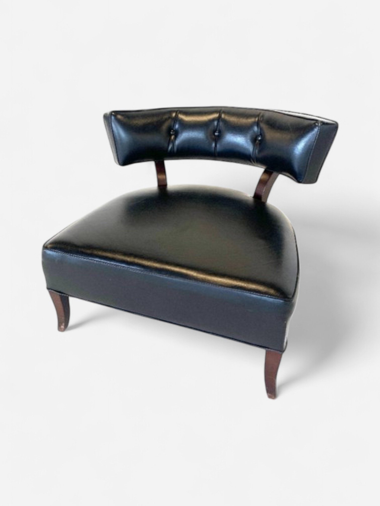 MID-CENTURY BLACK LEATHER CHAIR