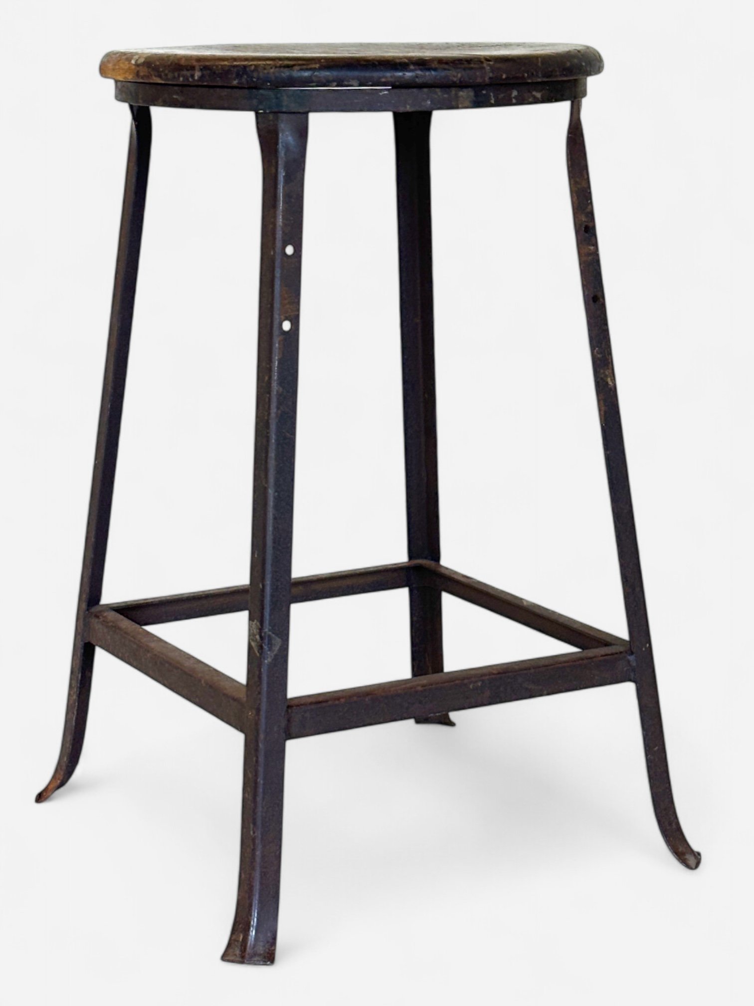 METAL STOOL WITH WOOD SEAT