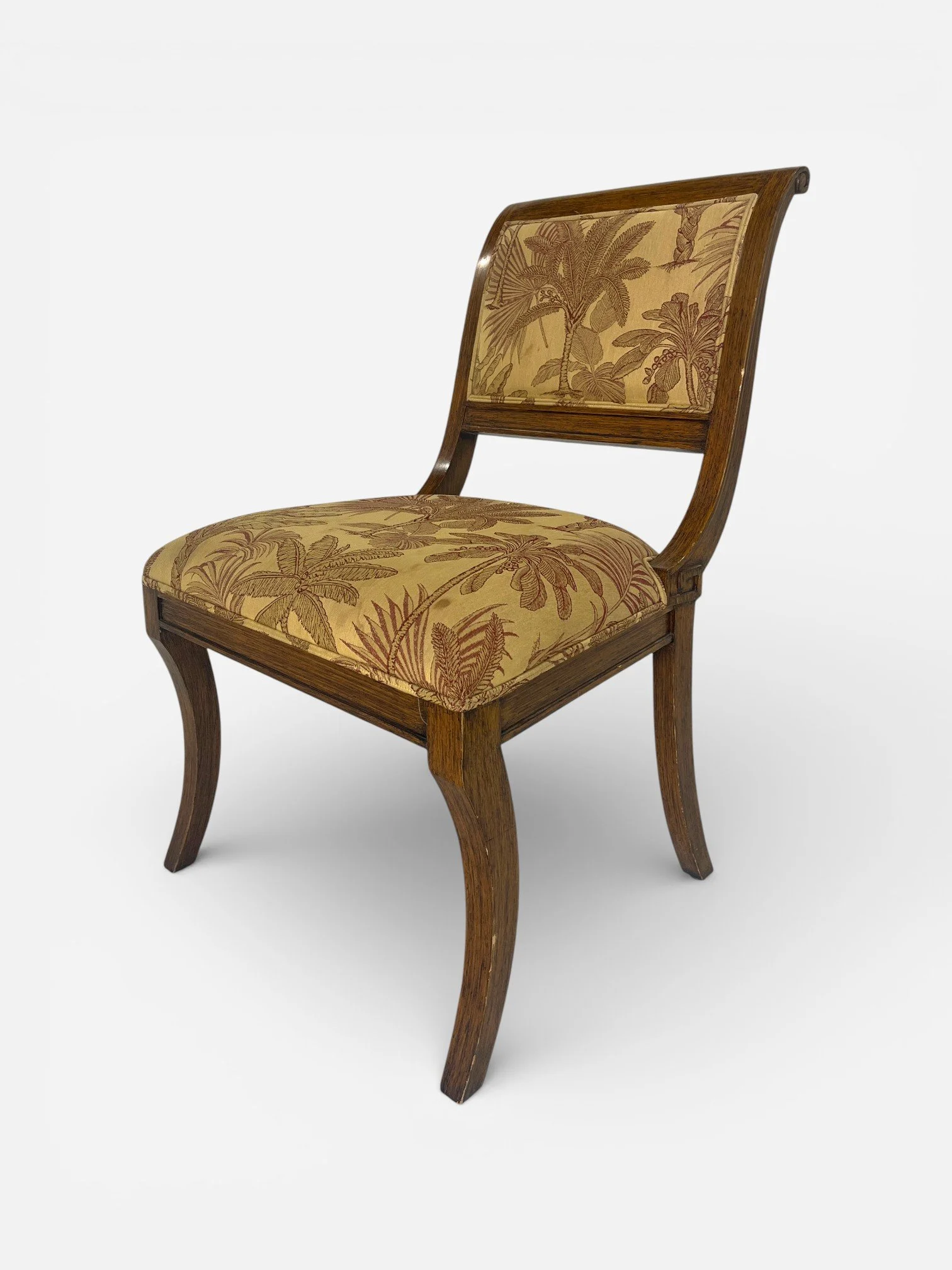 REGENCY STYLE PALM UPHOLSTERED DINING CHAIRS