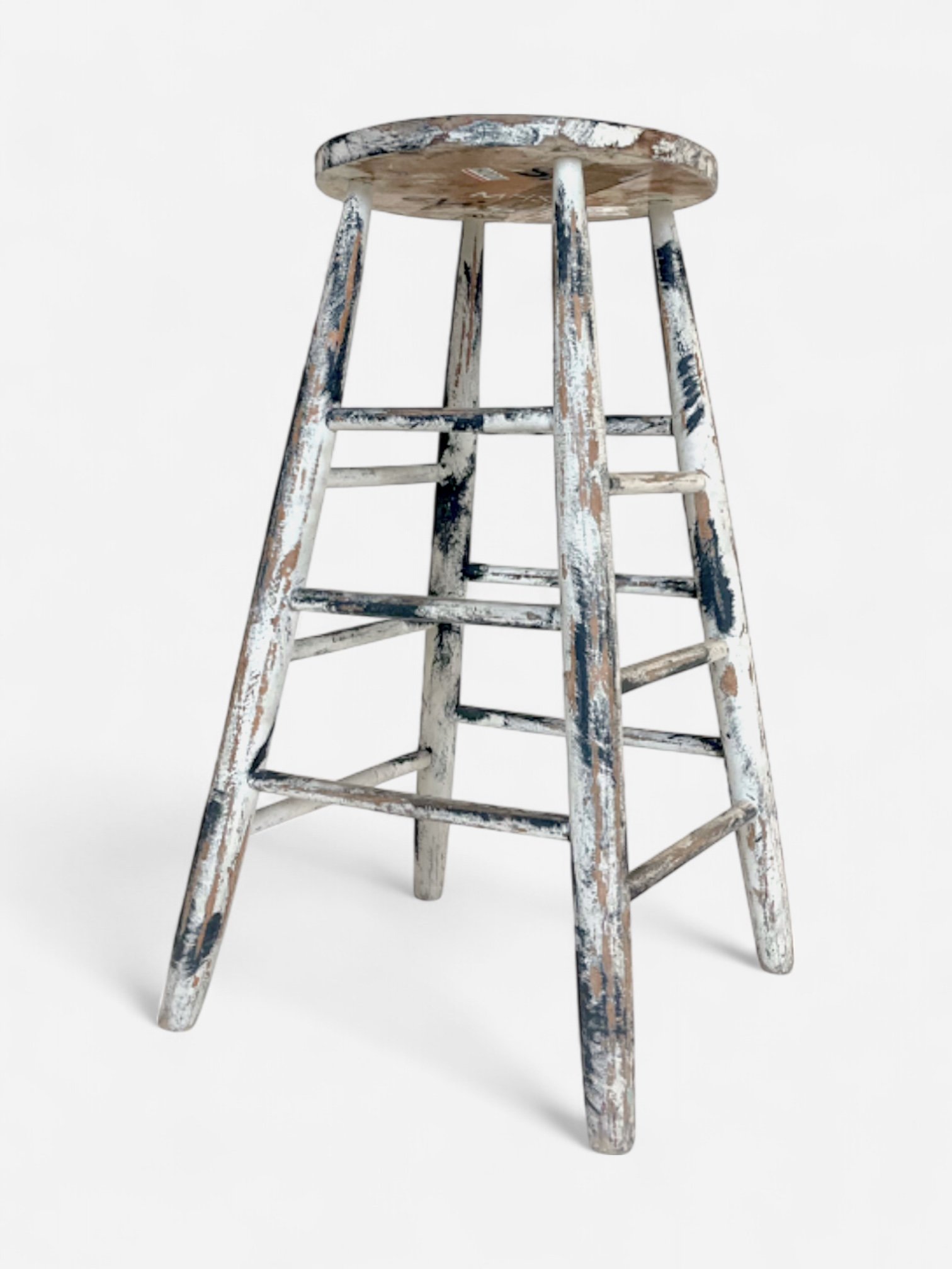 PAINT DISTRESSED WOODEN BAR STOOL