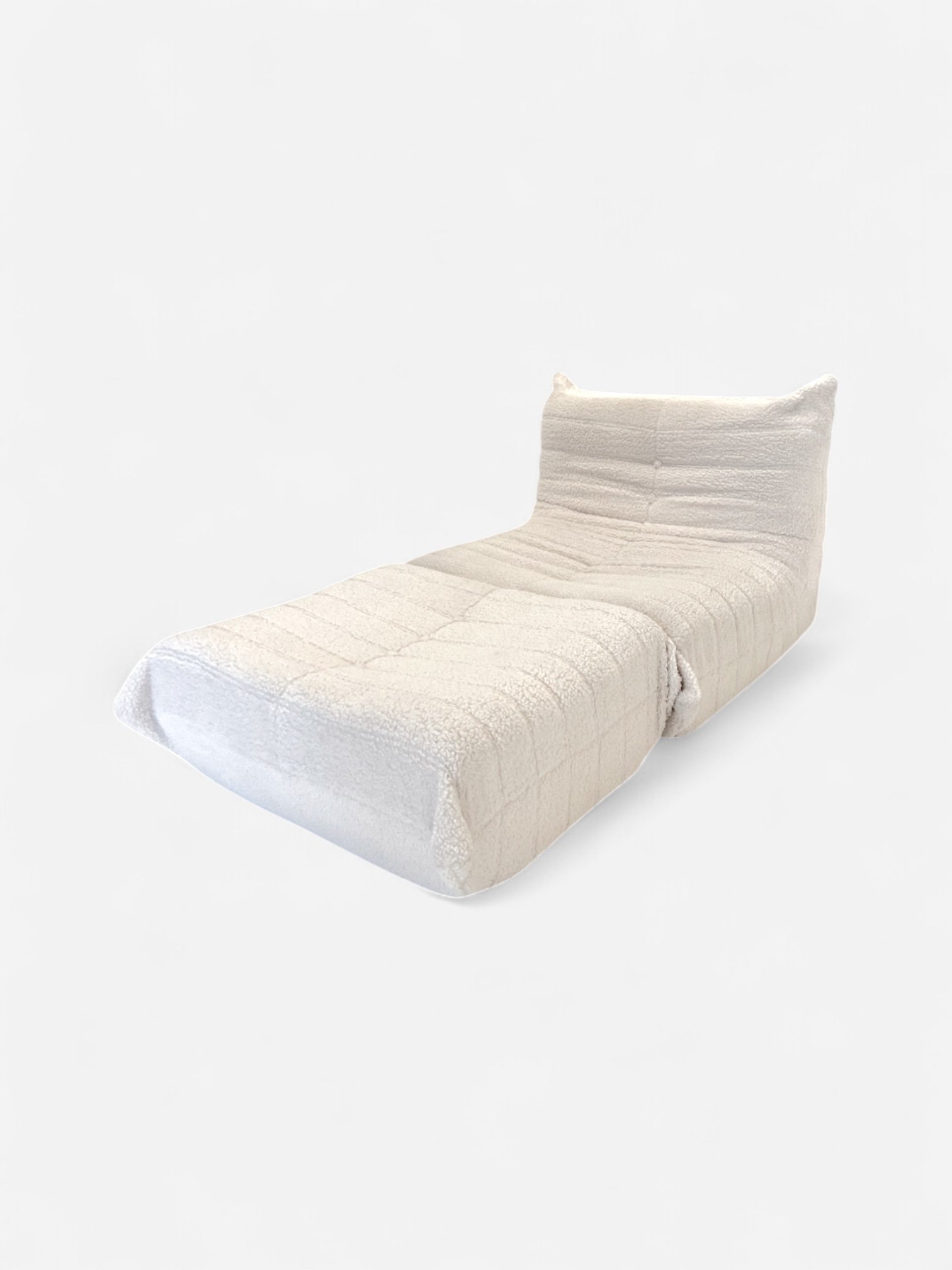 IVORY BOUCLE FIRESIDE CHAIR WITH OTTOMAN