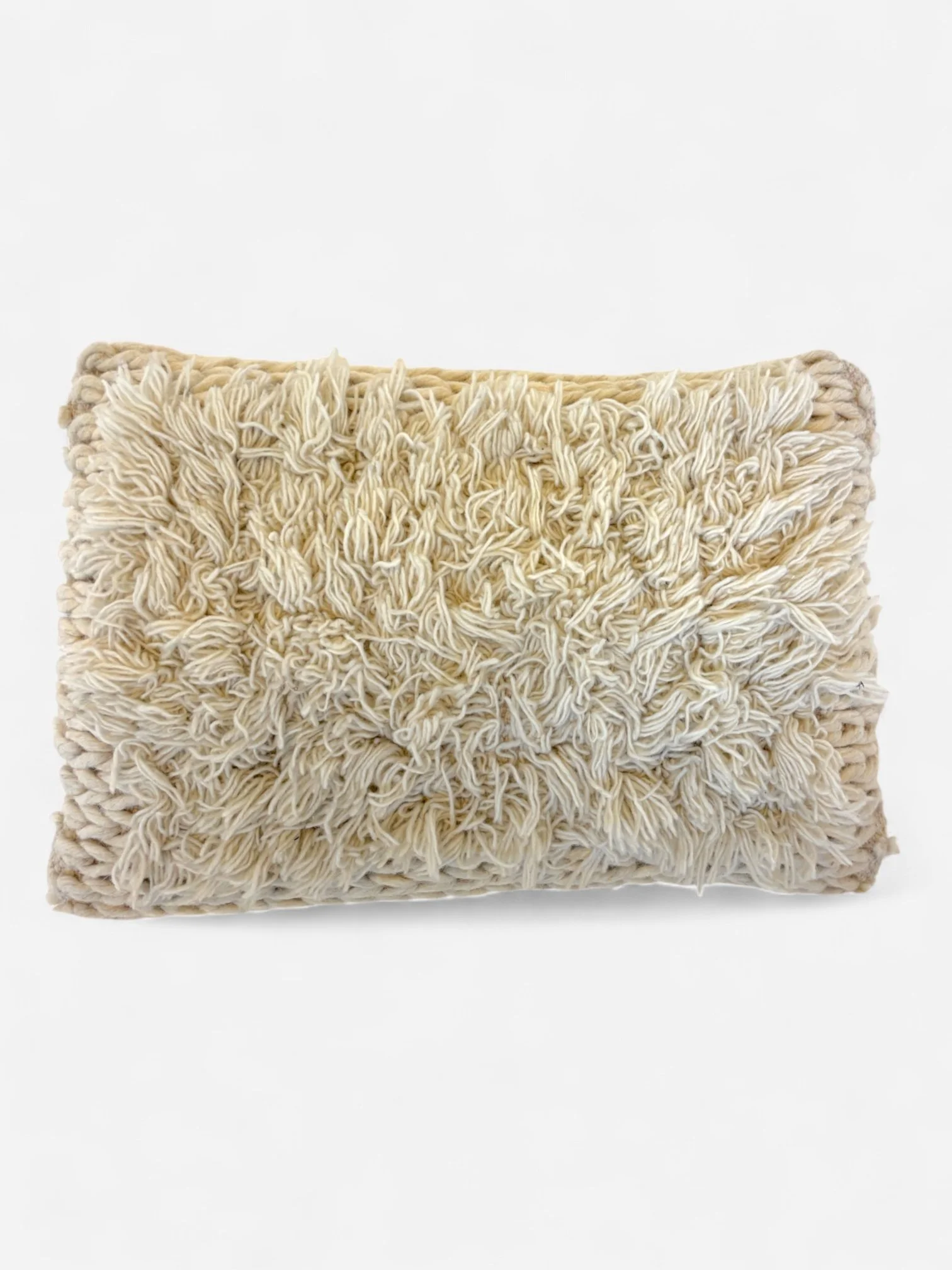 WHITE SHAG WOVEN PILLOW