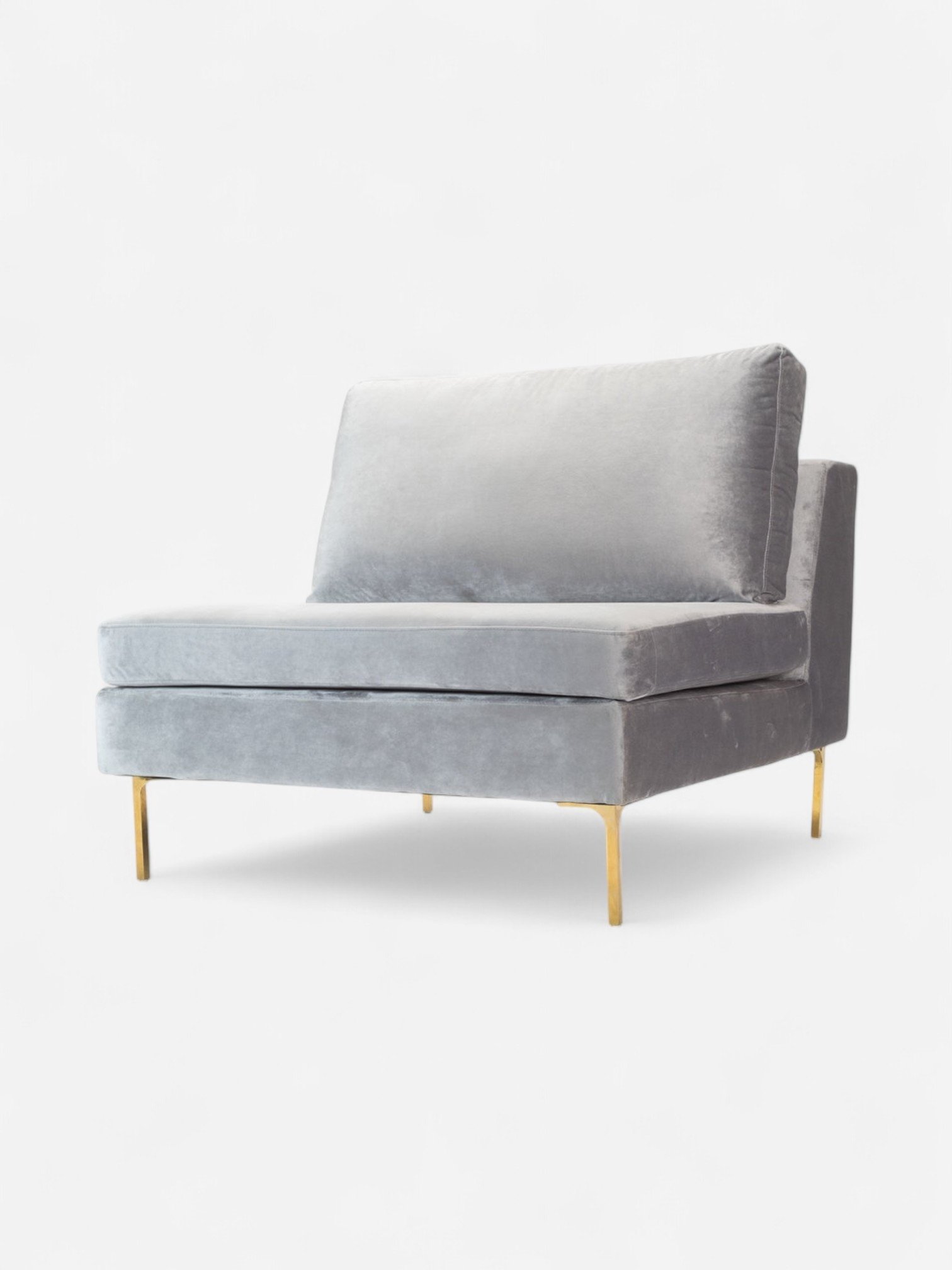 LIGHT BLUE VELVET CLUB CHAIR AND A HALF