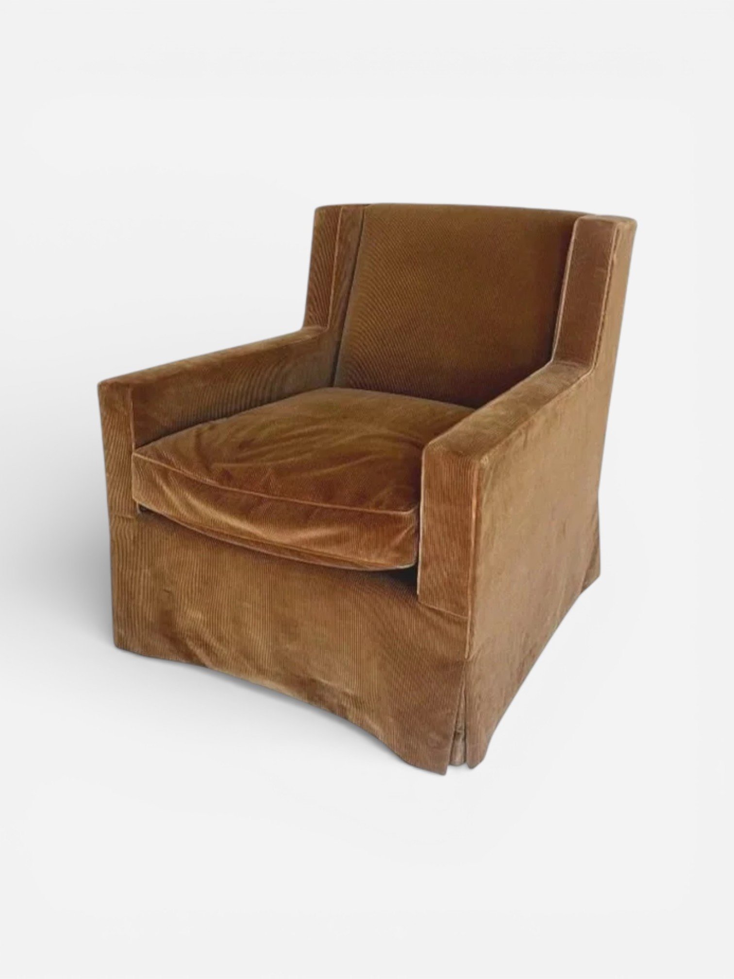 BROWN UPHOLSTERED LOUNGE ARMCHAIR