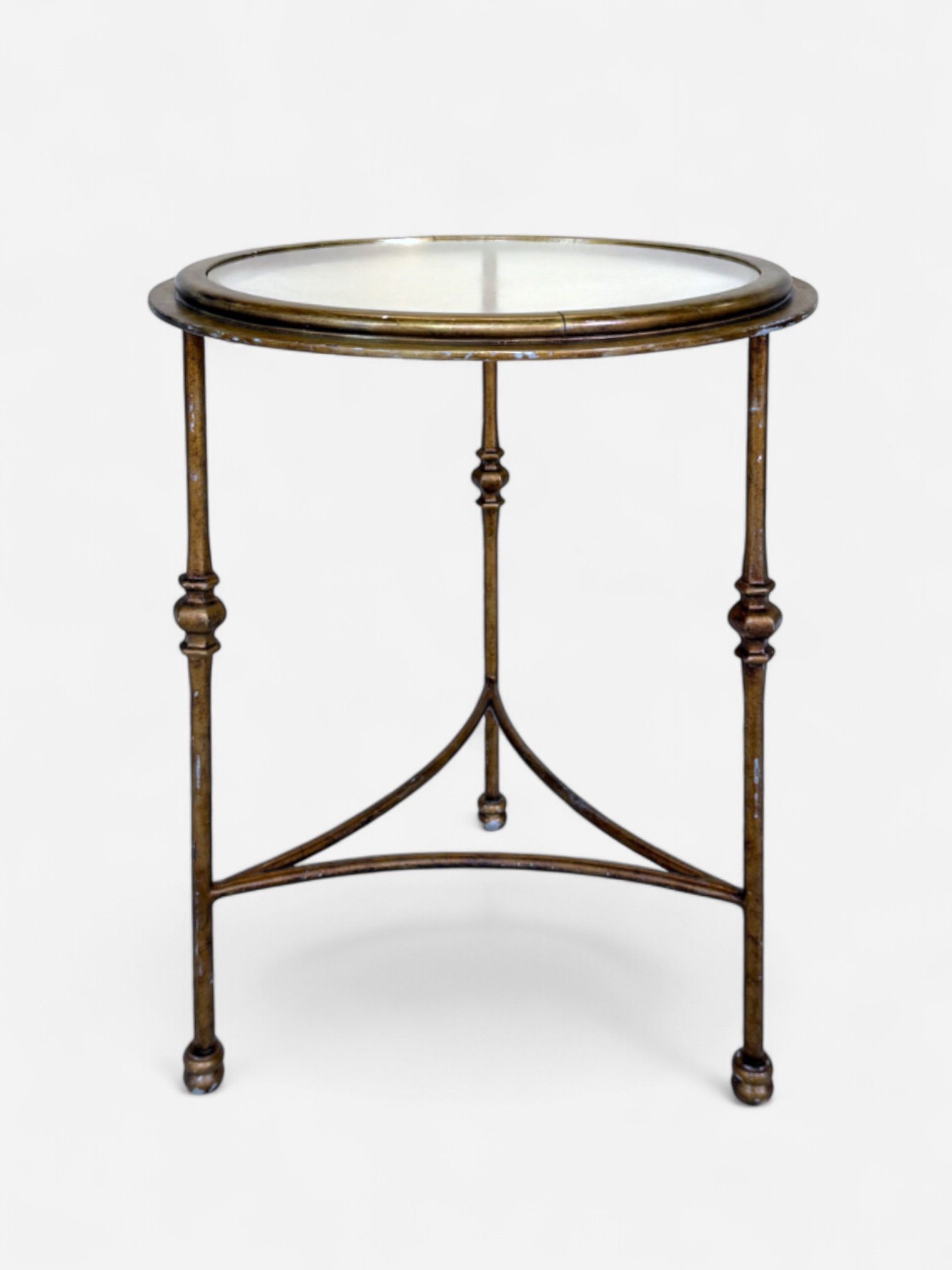 BRASS & GLASS ROUND SIDE TABLE