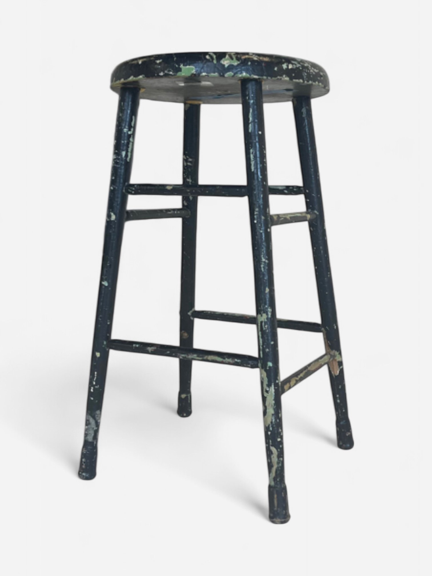 DISTRESSED BLACK COUNTER STOOL
